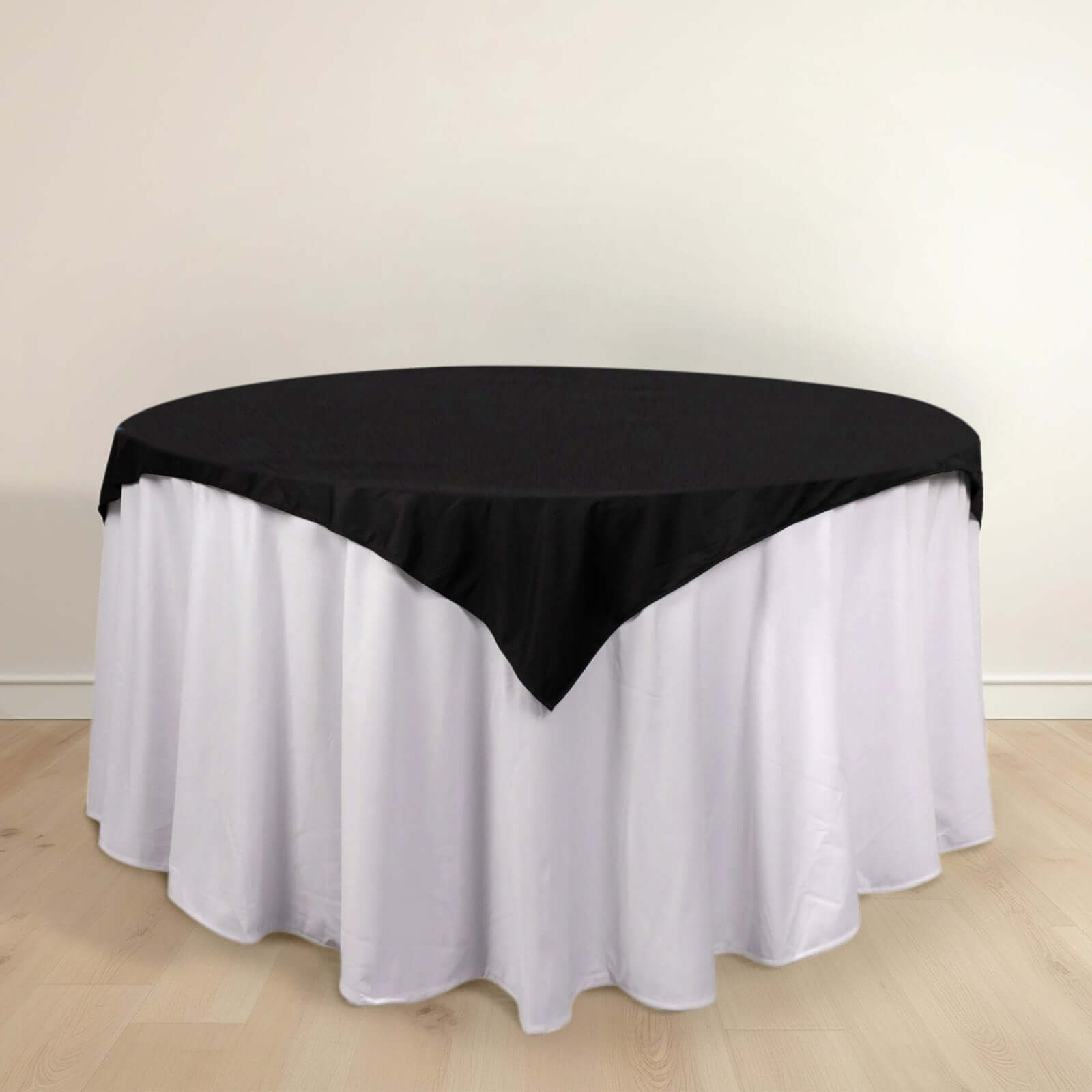 Premium Scuba 54x54 Table Overlay Square Tablecloth Black - Wrinkle Free & Stain Resistant Table Cover