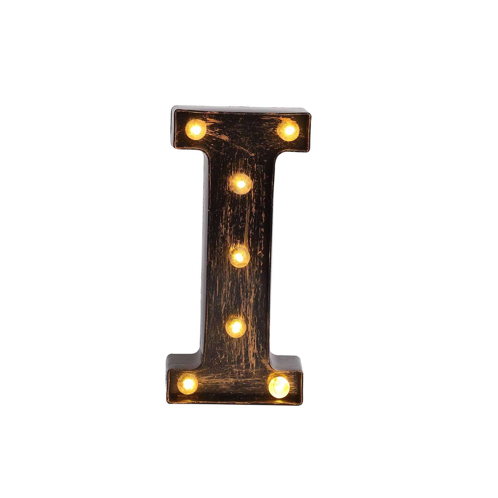 LED Marquee Letter I Industrial Style Antique Black - Light-Up Alphabet Sign for Weddings & Displays 9