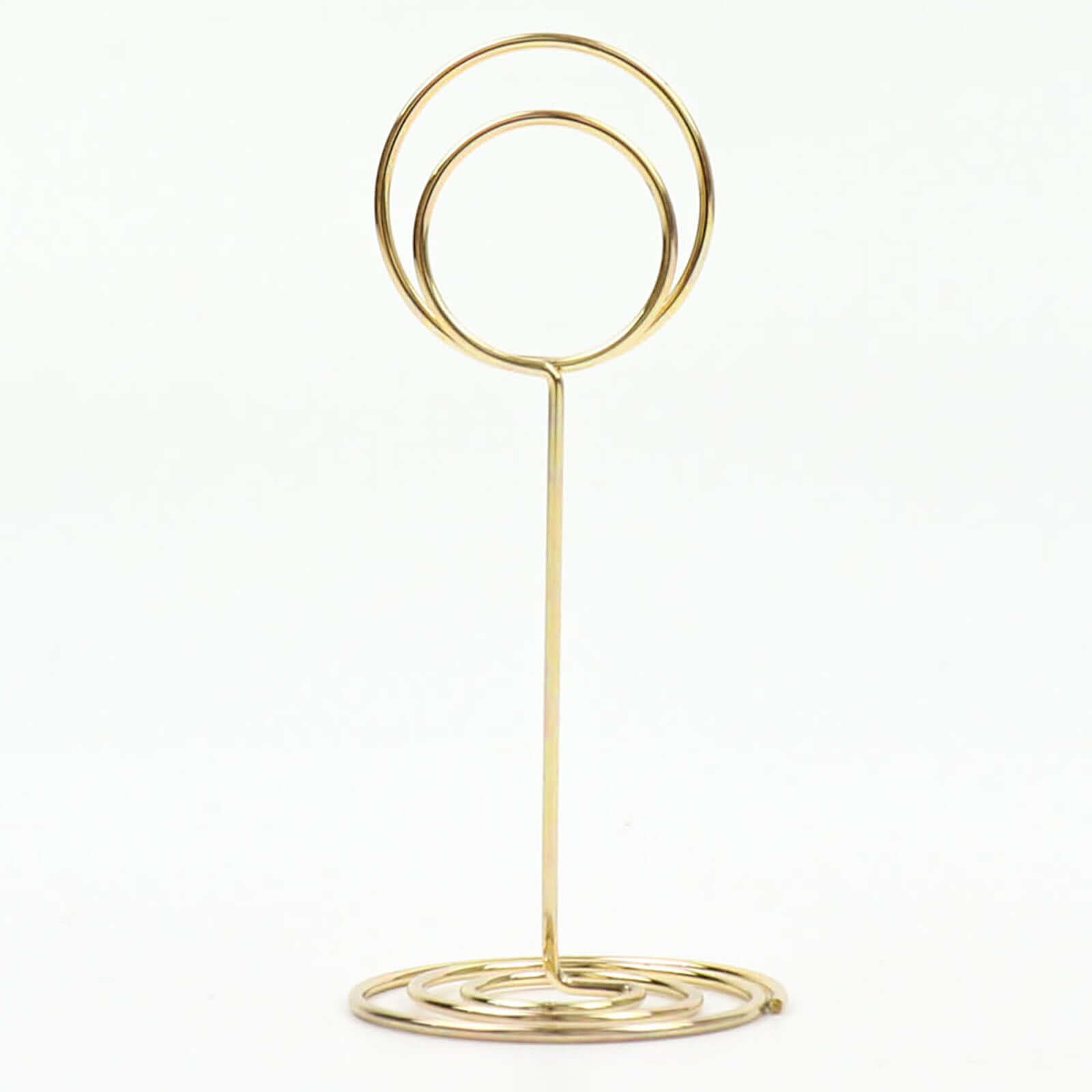 10-Pack Metal Card Holder Stands Mini Circle Hoop Design Gold - Table Number Stands and Wedding Place Card Menu Clips 3.5