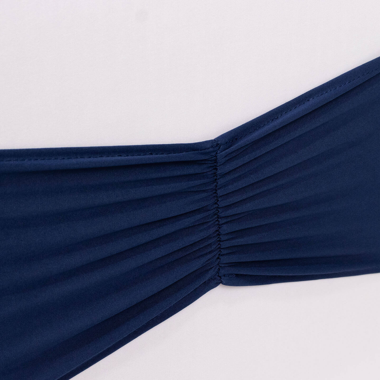 5 Pack Spandex Chair Sashes Navy Blue Ruffled Style - Wide Easy to Use Stretch Chair Bands 8x13