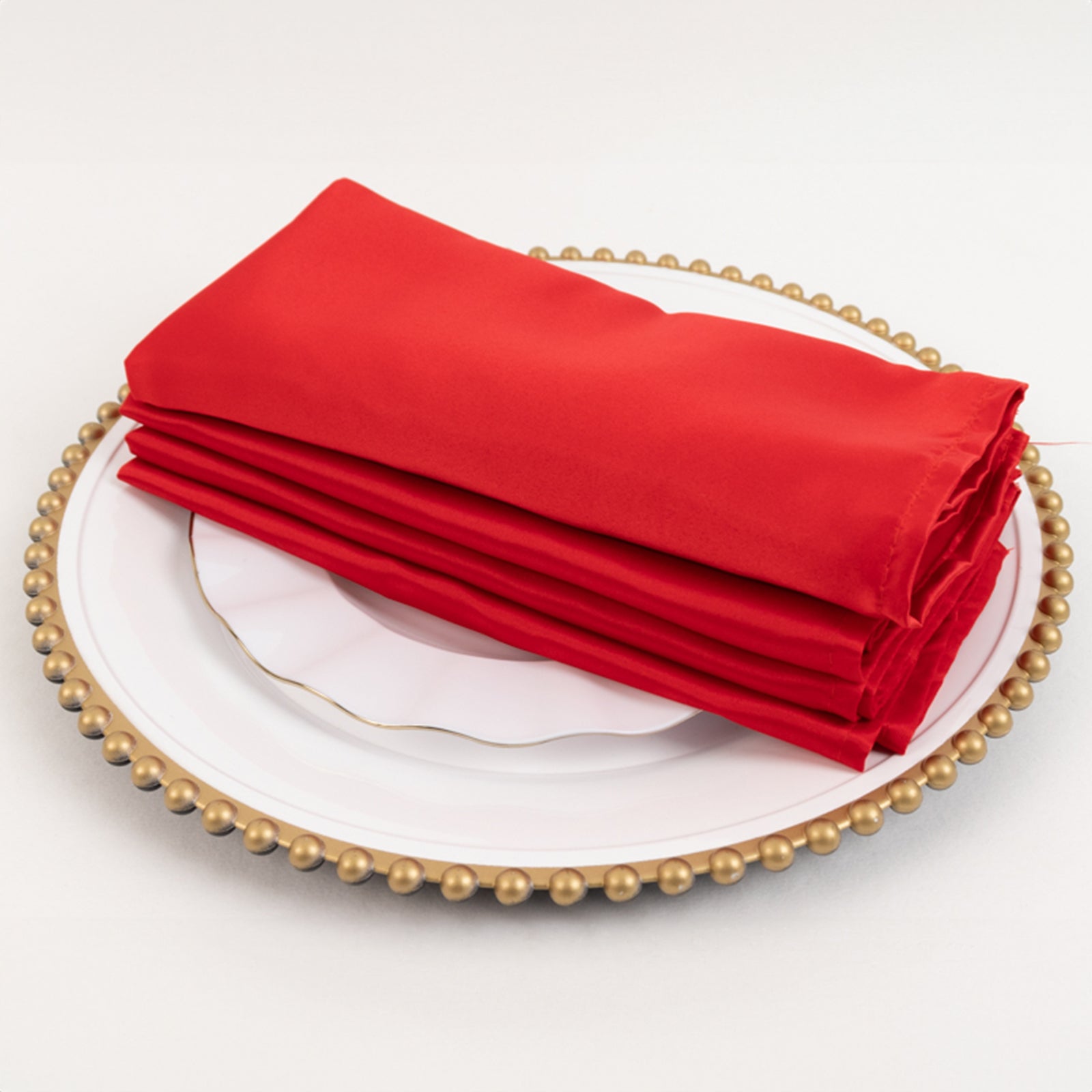 5 Pack Lamour Satin 20x20 Napkins Red - Soft Matte Finish Dinner Napkins