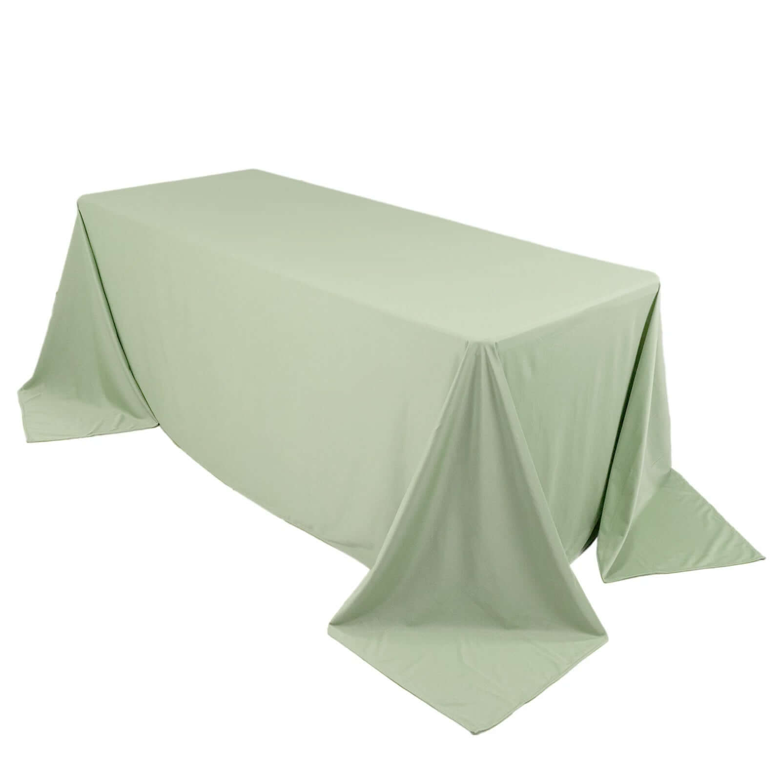 Premium Scuba Rectangular 90x132 Tablecloth Sage Green - Wrinkle Free, Stain Resistant & Seamless Table Cover