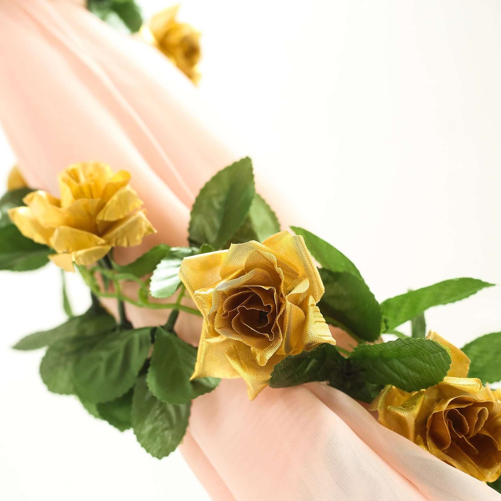 6ft Gold Artificial Silk Rose Garland UV Protected Flower Chain