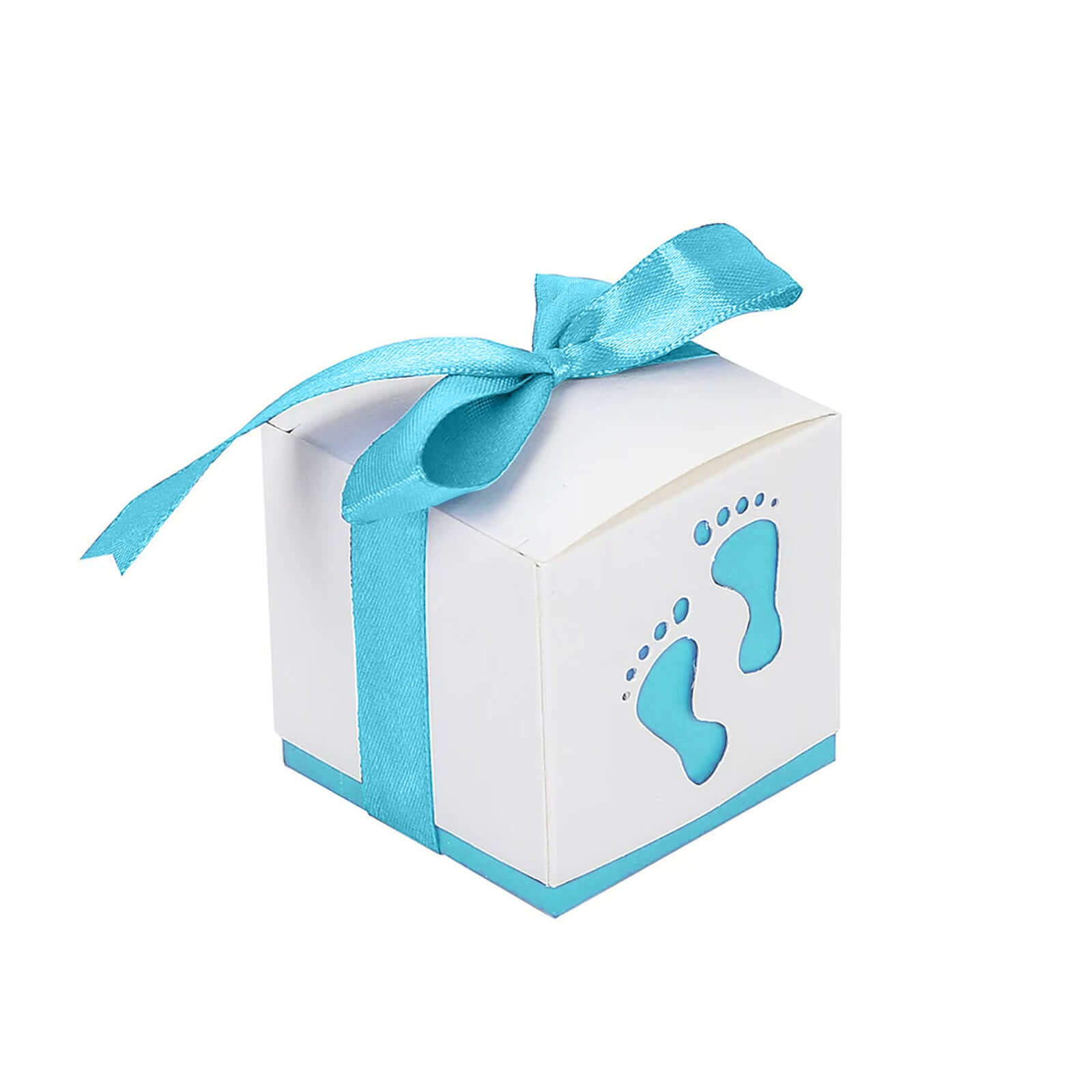 25 Pack 2 Light Blue Footprint Baby Shower Party Favor Candy Gift Boxes