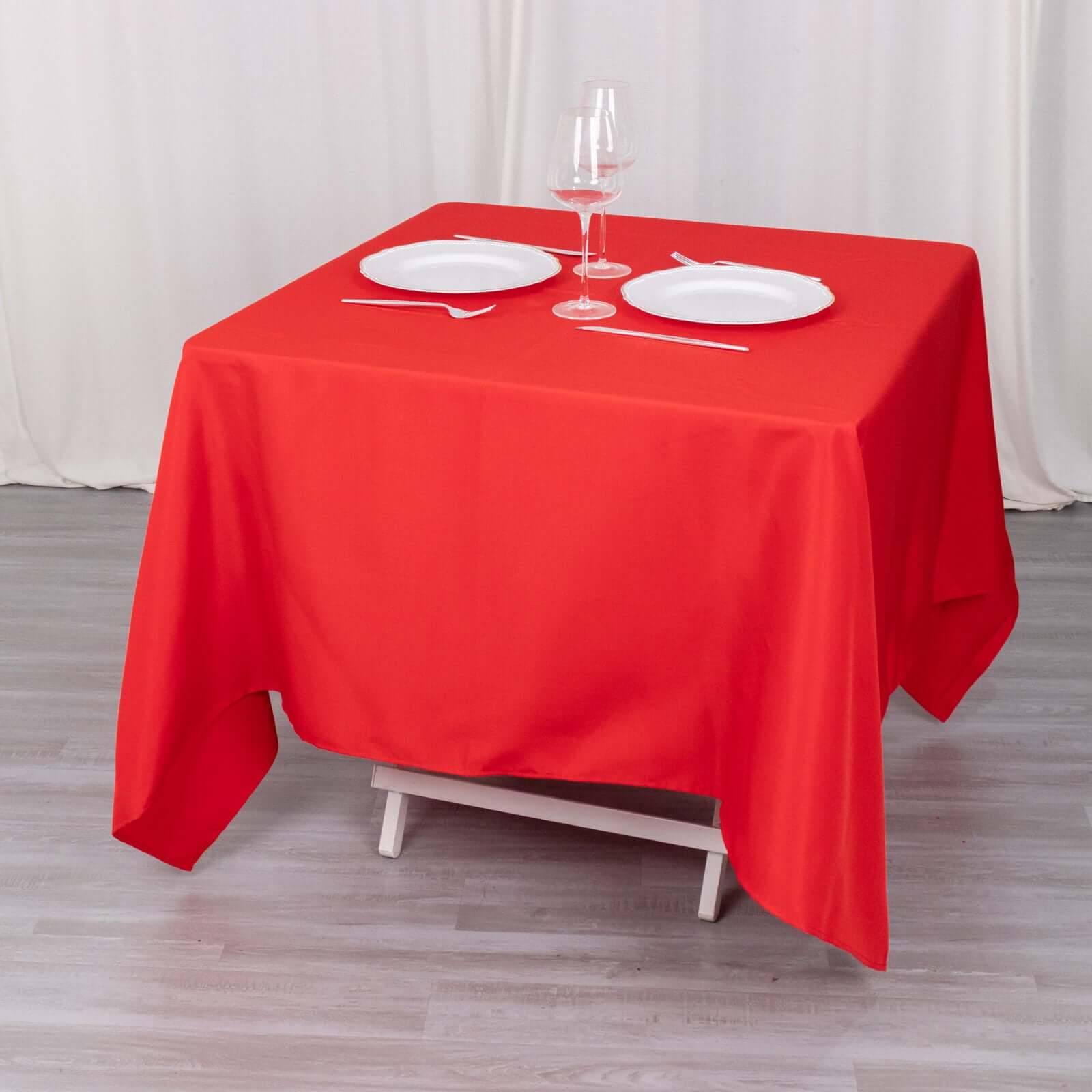 Premium Polyester 70x70 Table Overlay Square Tablecloth Red 220GSM Wrinkle-Resistant Table Cover