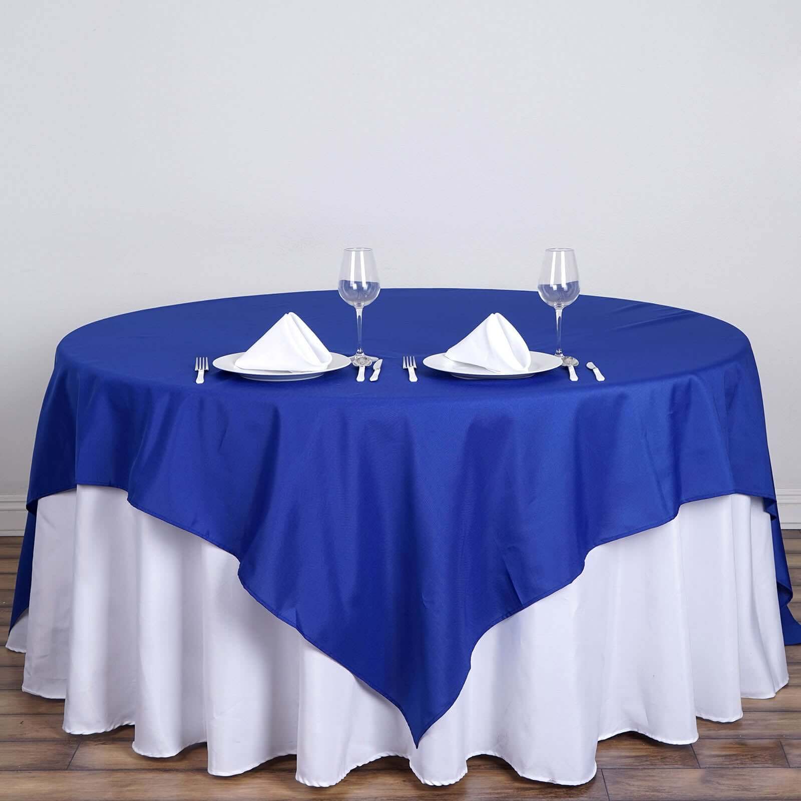 Polyester 70x70 Table Overlay Square Tablecloth Royal Blue - Wrinkle-Resistant & Durable Table Cover