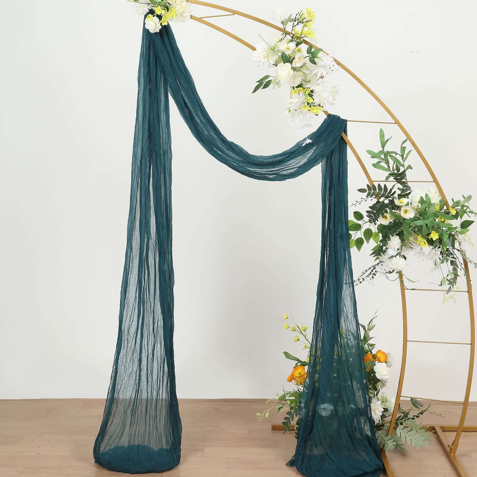 20ft Peacock Teal Gauze Cheesecloth Fabric Wedding Arch Drapery, Window Scarf Valance, Boho Decor Arbor Curtain Panel