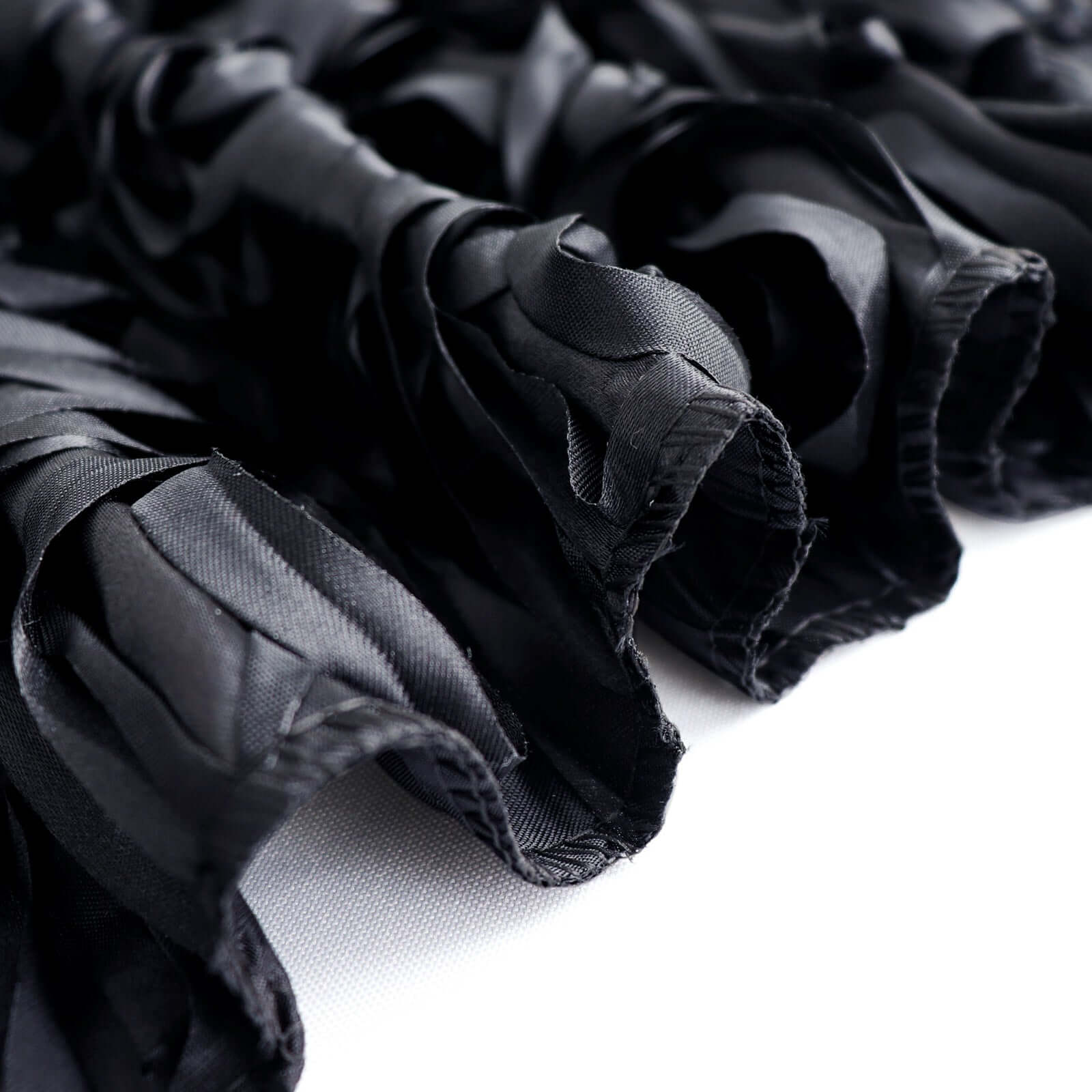 8ftx8ft Black Satin Rosette Event Curtain Drapes, Backdrop Event Panel