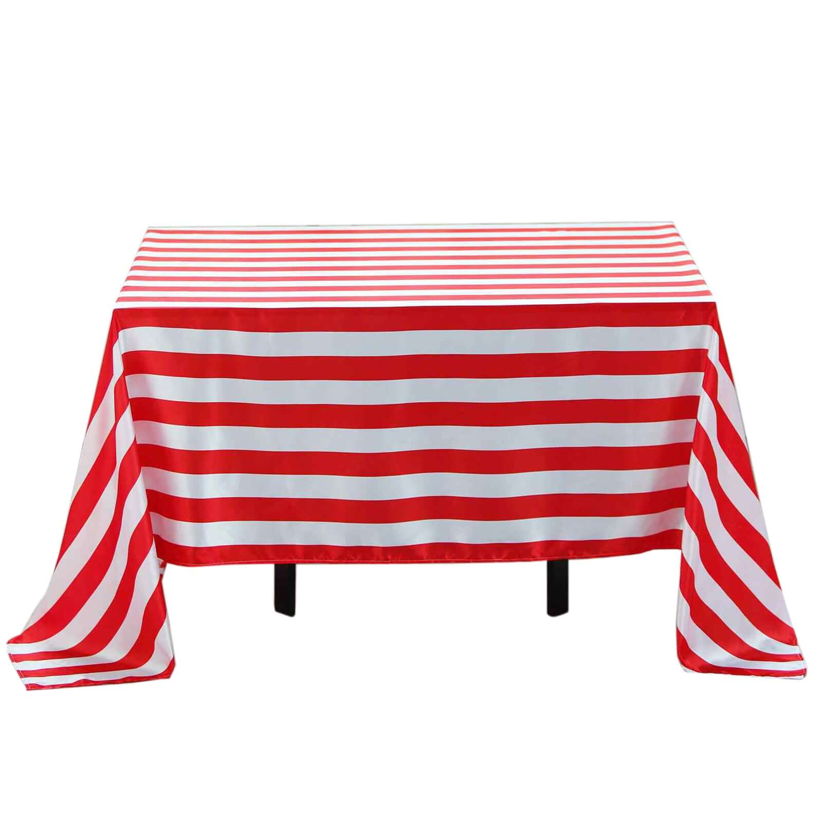 Satin 60x102 Rectangle Tablecloth Red/White - Stripe Design with Stylish Smooth Finish Table Cover