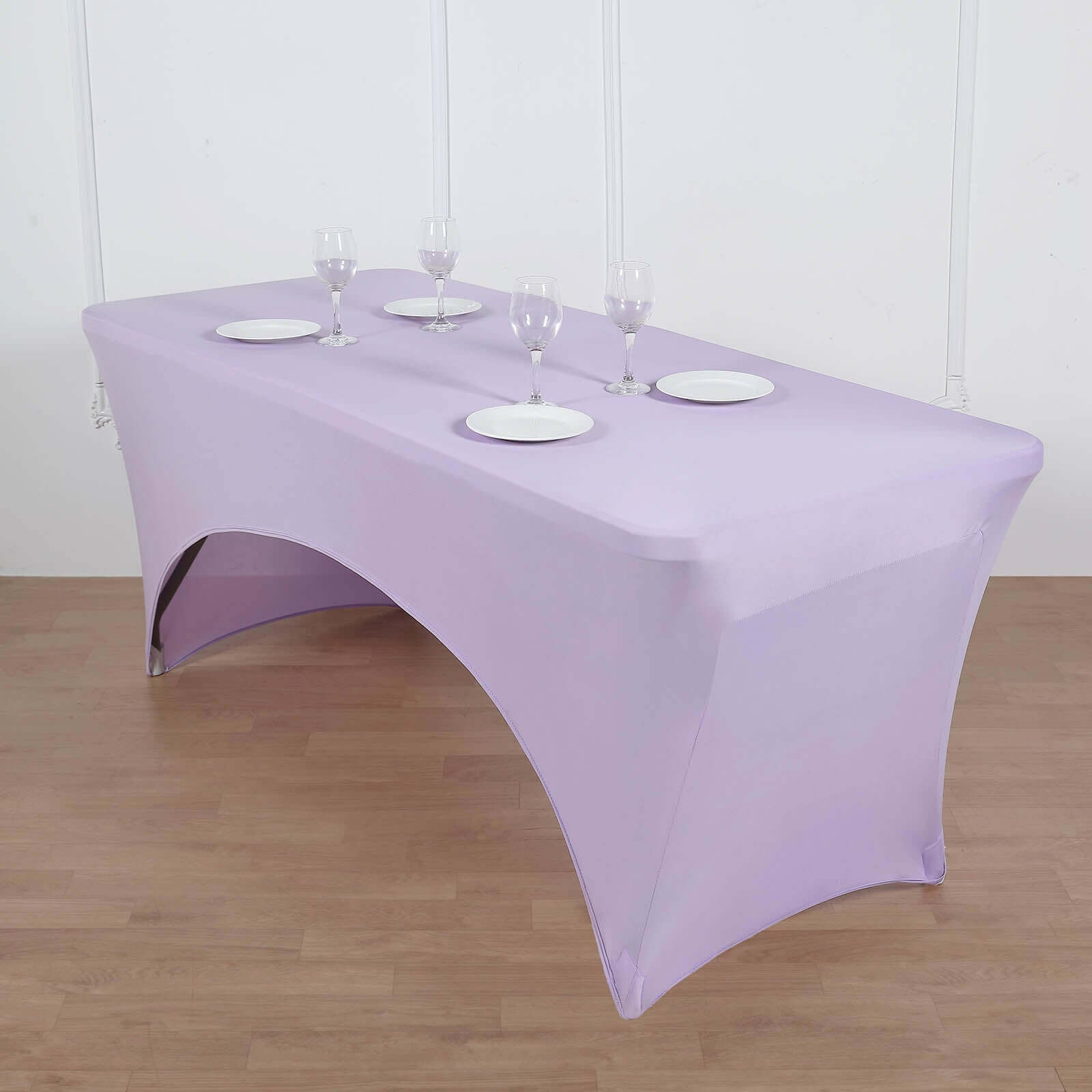 Stretch Spandex 6ft Rectangle Tablecloth Lavender Lilac - Durable Form-Fitting Table Cover