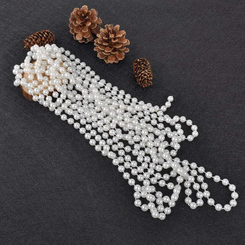 Faux Pearl Beads Vase Fillers in White - Lustrous DIY Craft String Beads 12 Yards