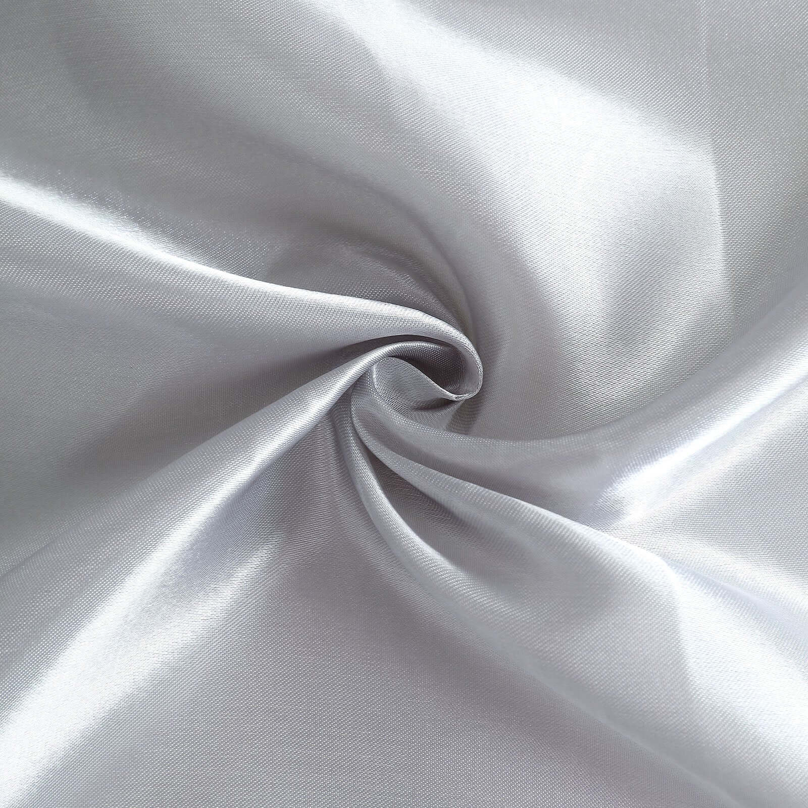 8ftx10ft Silver Satin Event Curtain Drapes, Backdrop Event Panel