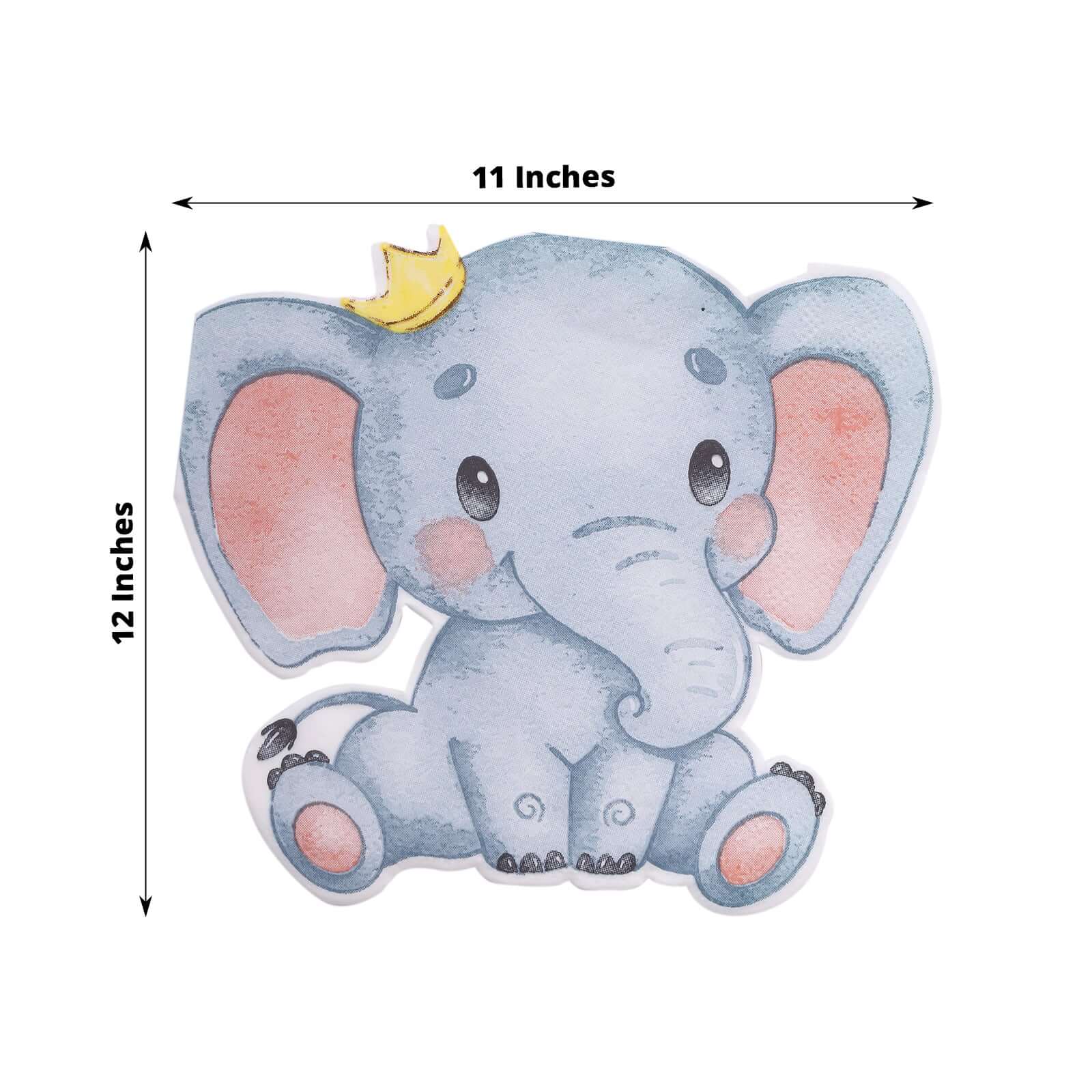 20-Pack Paper Beverage Napkins with Elephant Shape - Disposable Baby Shower Cocktail Napkins