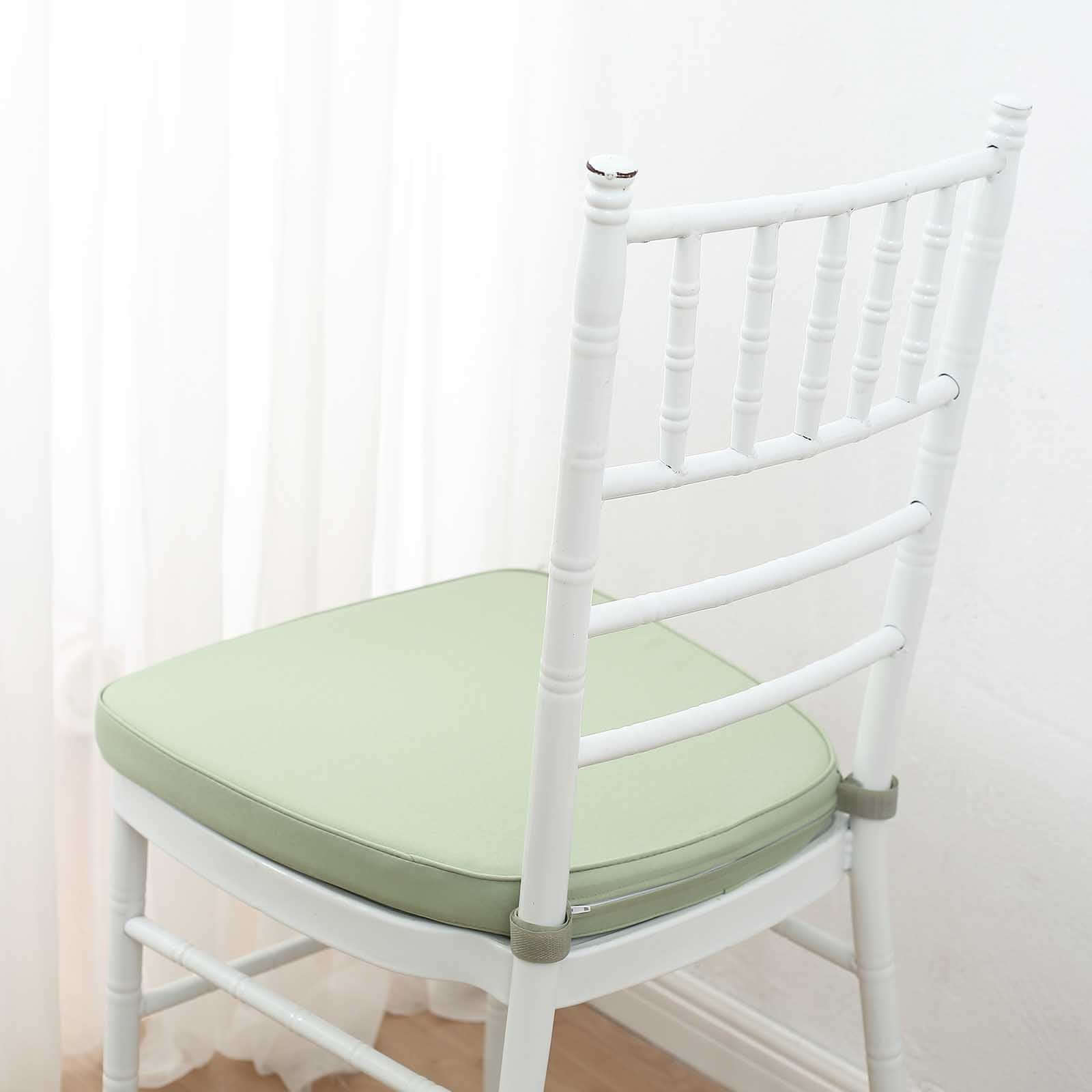 Chiavari Chair Cushion with 1.5 Thick Memory Foam and Ties Sage Green - Stylish Removable Cover for Comfort