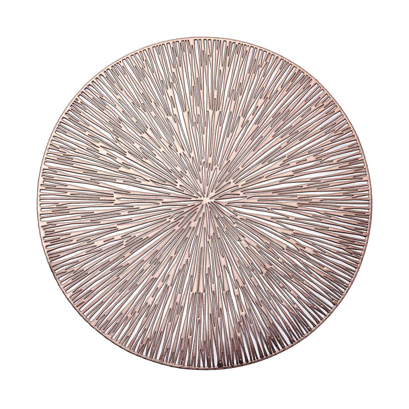 6-Pack Dining Table Mats Spiked Design Rose Gold - Vinyl Non-Slip Surface with Modern Appeal 15