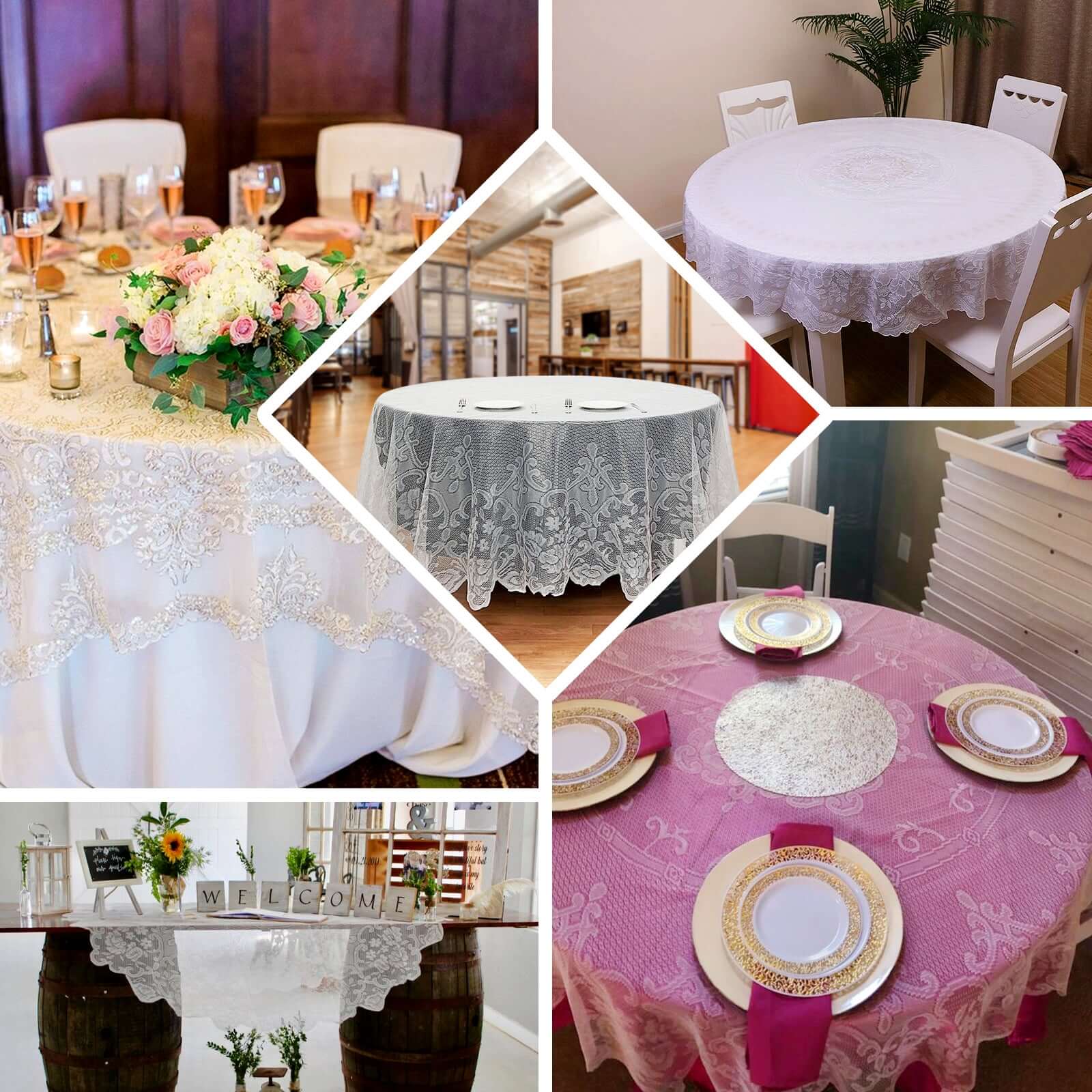 Lace 90 Round Tablecloth White - Premium Design for Versatile Table Decor