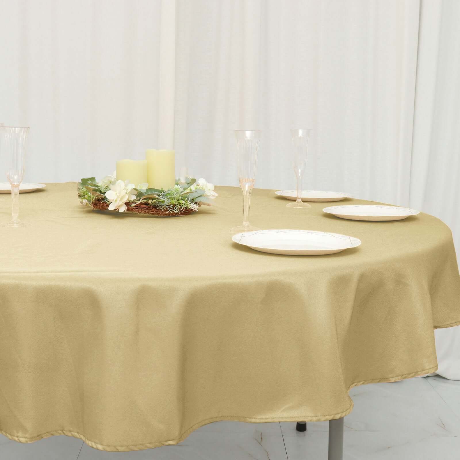 Polyester 70 Round Tablecloth Champagne - Durable & Wrinkle-Resistant Table Cover