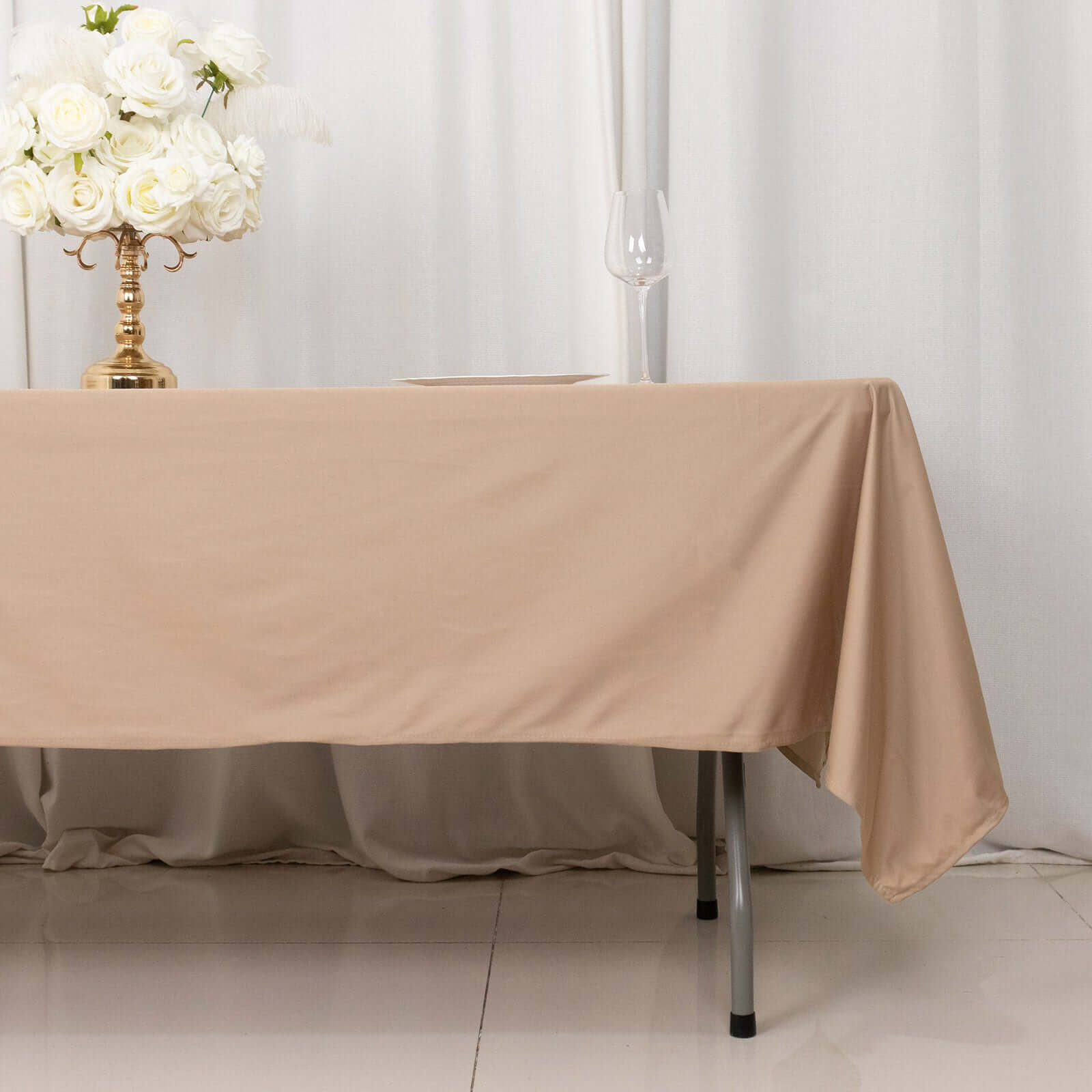 Premium Scuba Rectangular 60x102 Tablecloth Nude - Wrinkle Free & Stain Resistant Table Cover