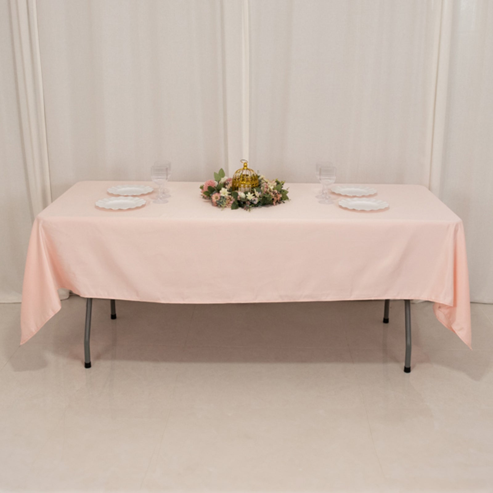 Lamour Satin 60x102 Rectangle Tablecloth Blush - Durable & Silky Soft Feel Table Cover