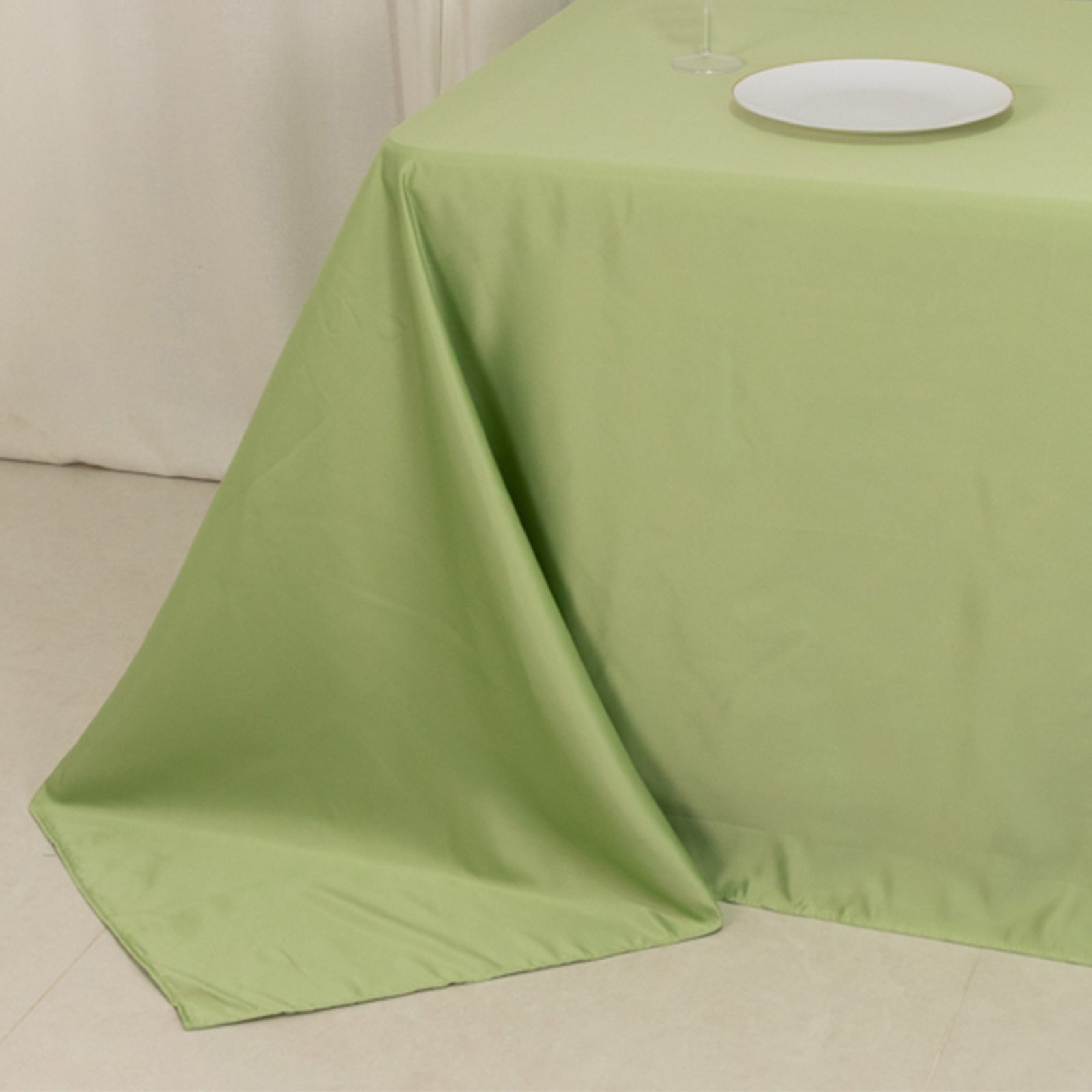 Lamour Satin 90x132 Rectangle Tablecloth Sage Green - Soft & Silk-Like Seamless Table Cover