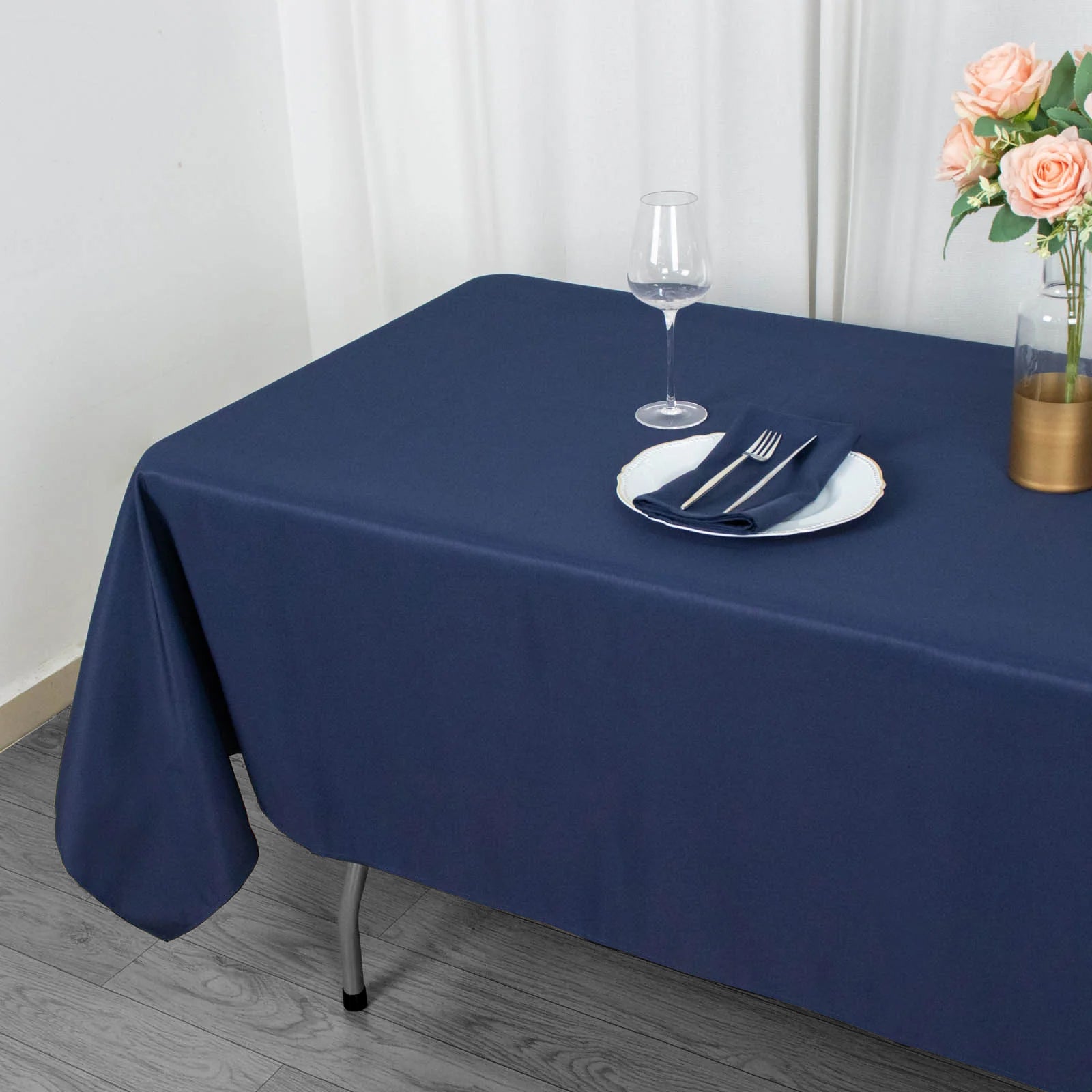 Fire Retardant Premium Polyester 60x102 Rectangular Tablecloth Navy Blue - High-Performance Table Cover