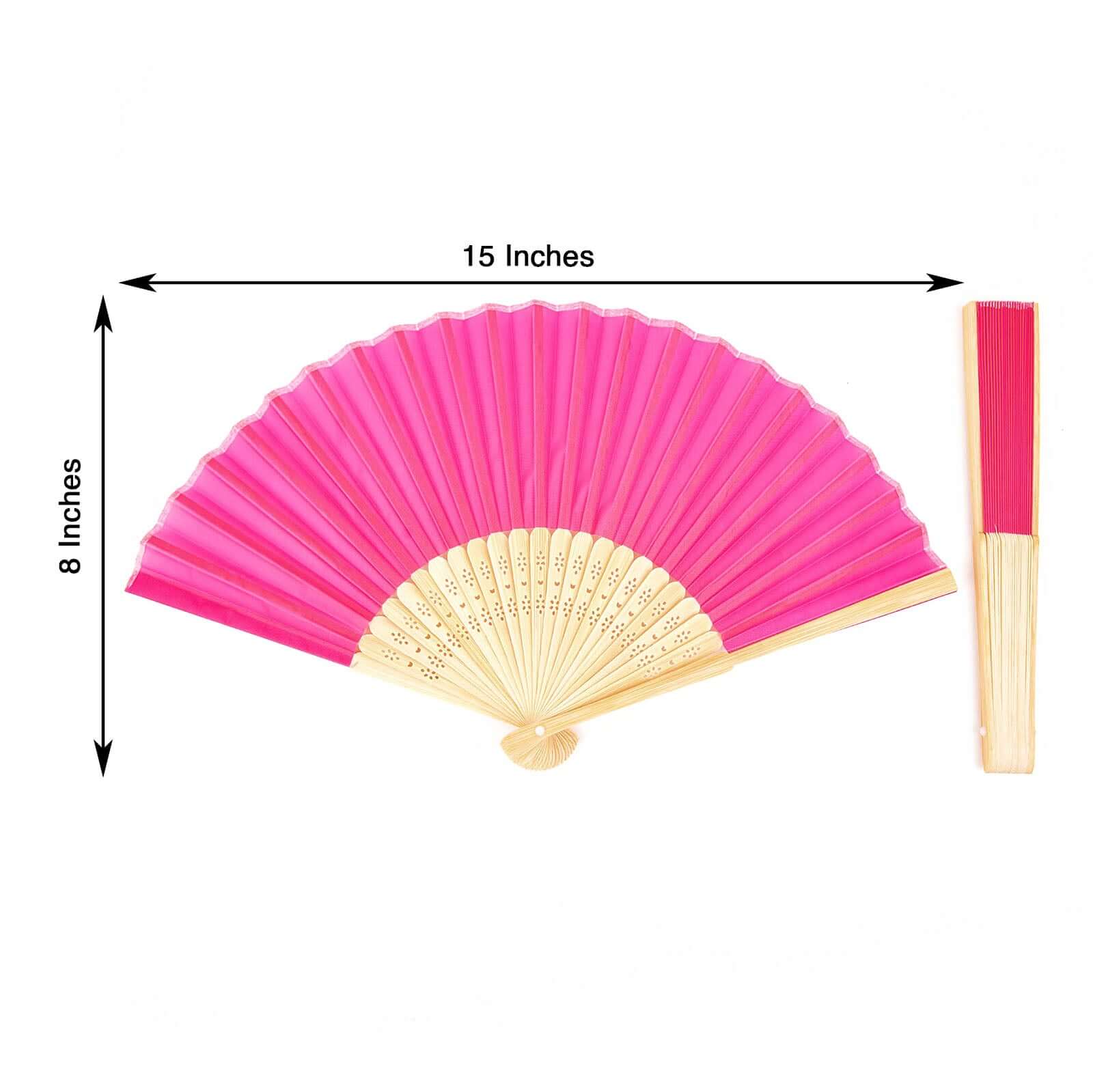 5 Pack Fuchsia Asian Silk Folding Fans Party Favors, Oriental Folding Fan Favors