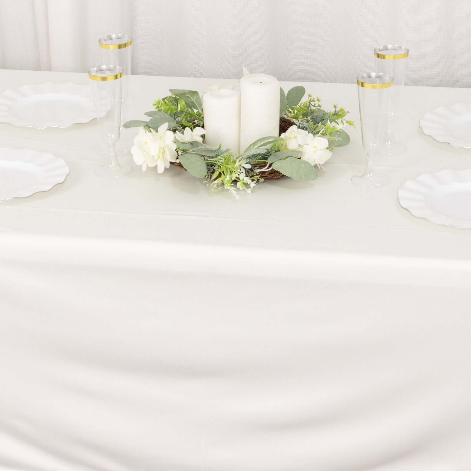 Premium Scuba Rectangular 60x102 Tablecloth Ivory - Wrinkle Free & Stain Resistant Table Cover