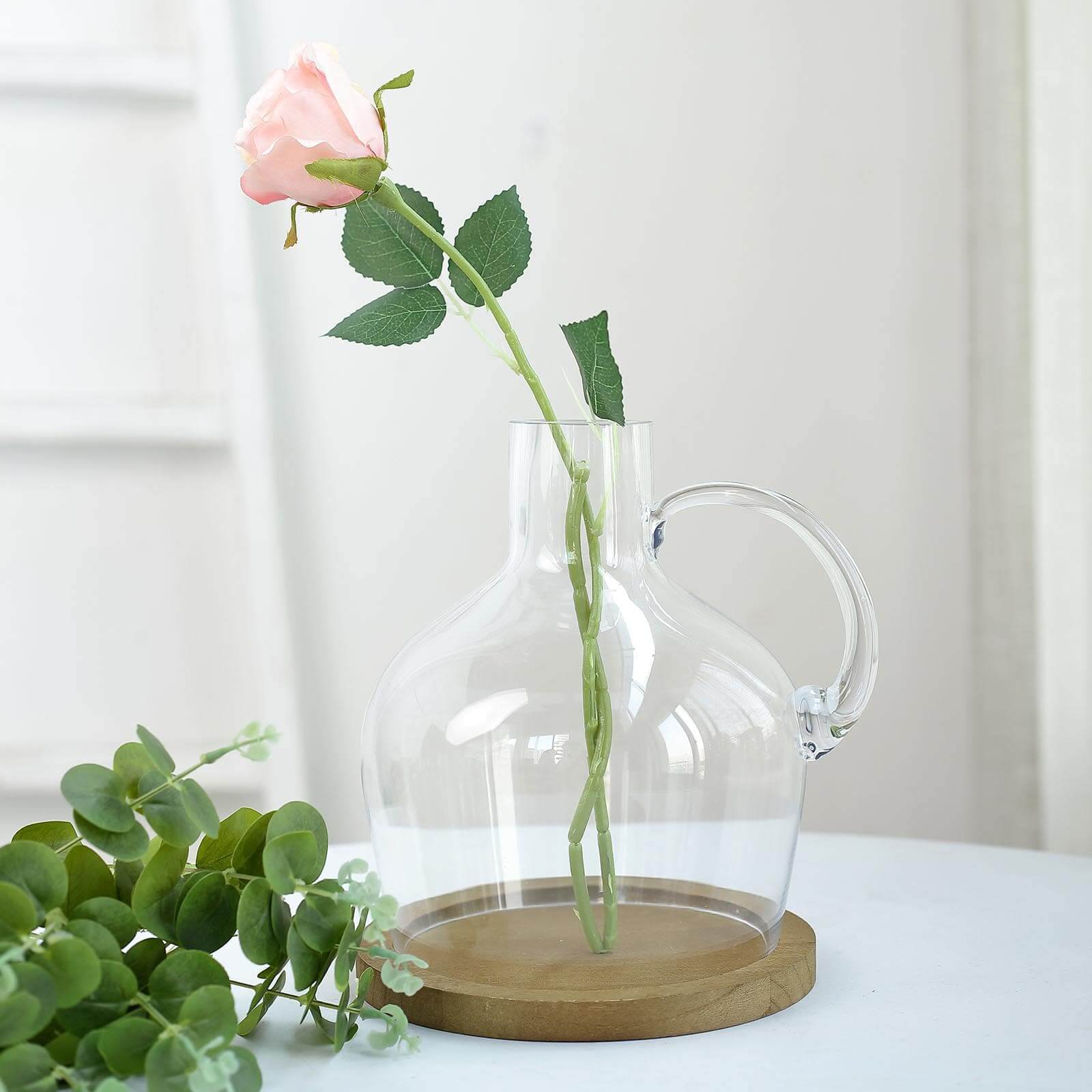 Glass Candle Holder Cloche Jar Dome Clear with Wooden Base - Stylish Centerpiece for Floral Displays 10