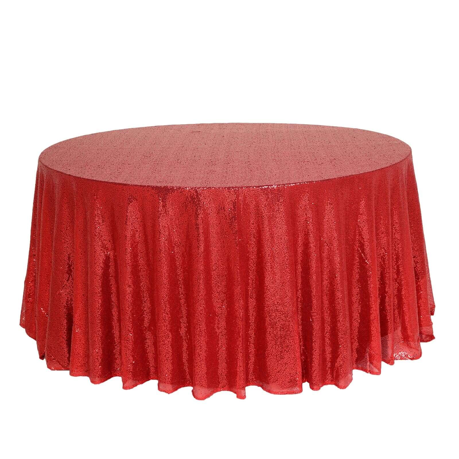 Sequin 132 Round Tablecloth Red - Seamless Dazzling Table Cover