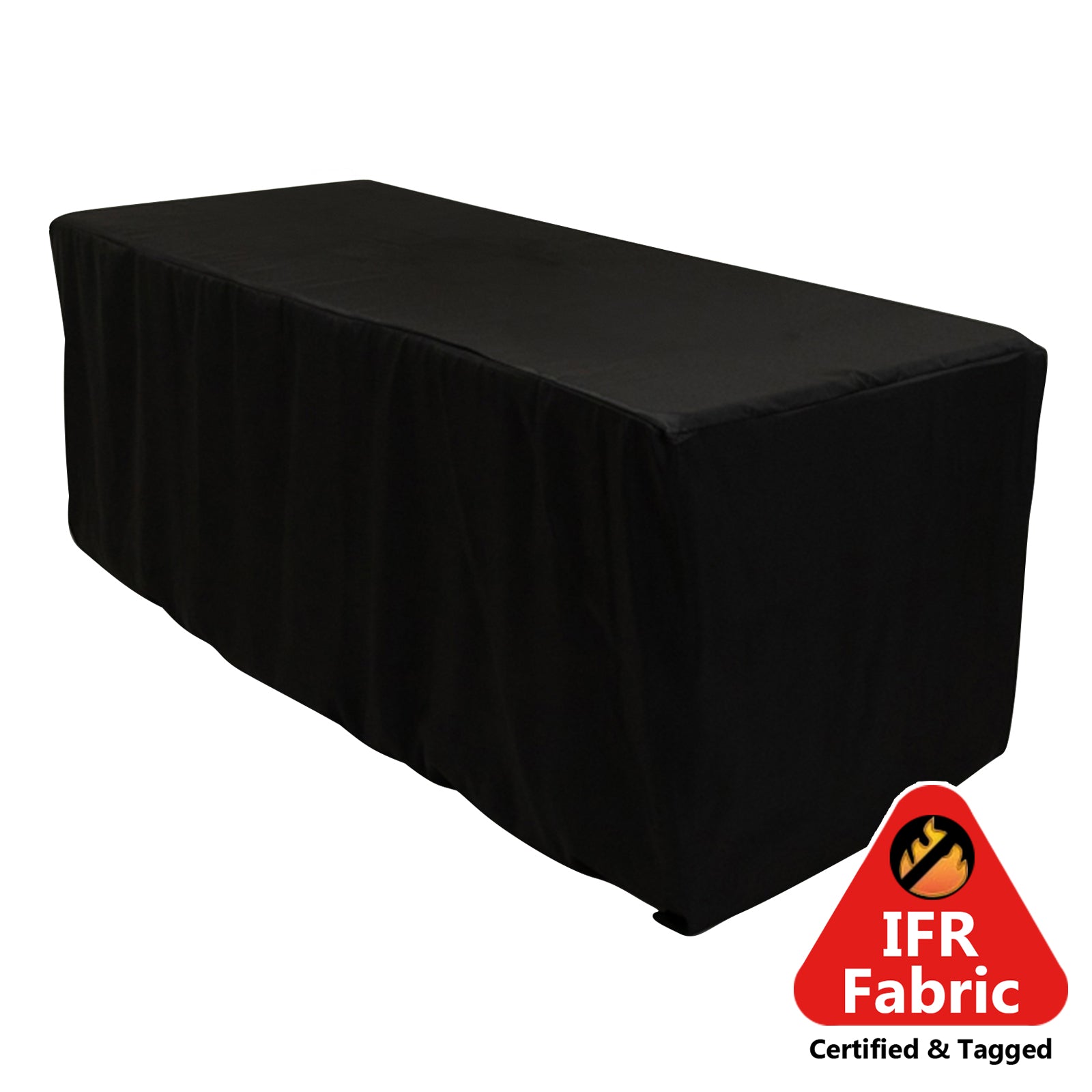 Fire Retardant Premium Polyester 6ft Rectangular Tablecloth Black Fitted High-Performance Table Cover