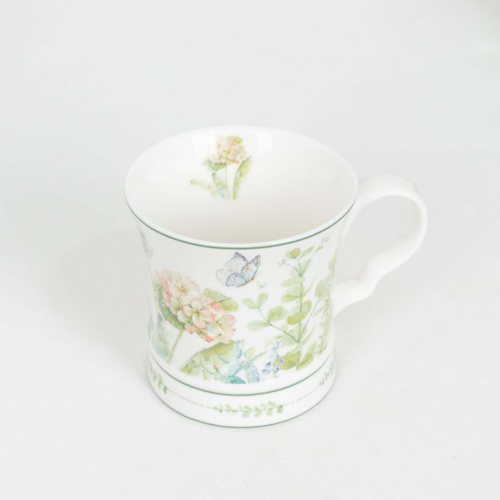 Greenery Theme Bridal Shower Gift Set, 2 Pack Porcelain Tea Cups With Matching Keepsake Gift Box and Satin Ribbon Handle