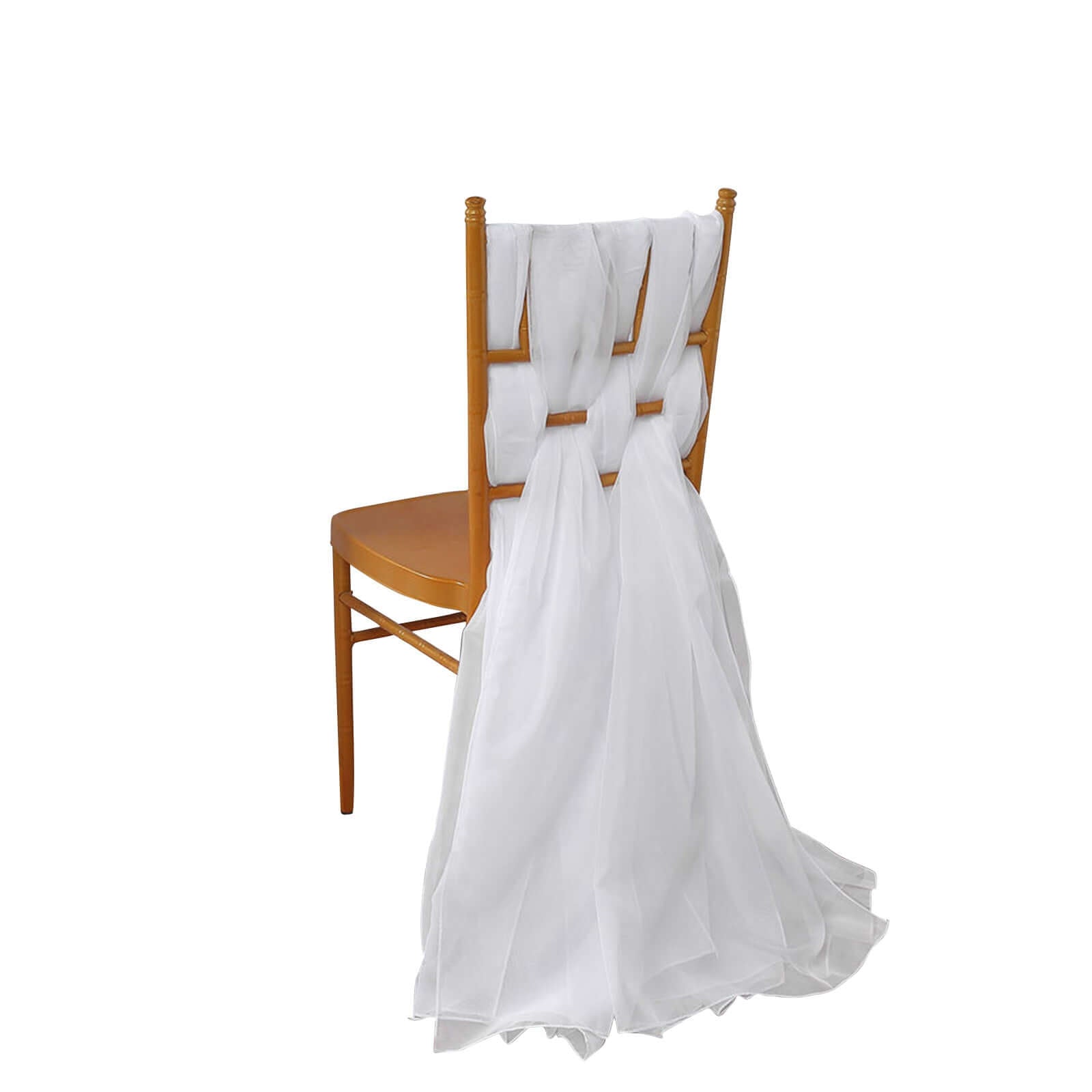 5 Pack Premium Chiffon Chair Sashes White - Soft & Lightweight Designer Chair Bows for Stylish DIY Chair Accents 22x78