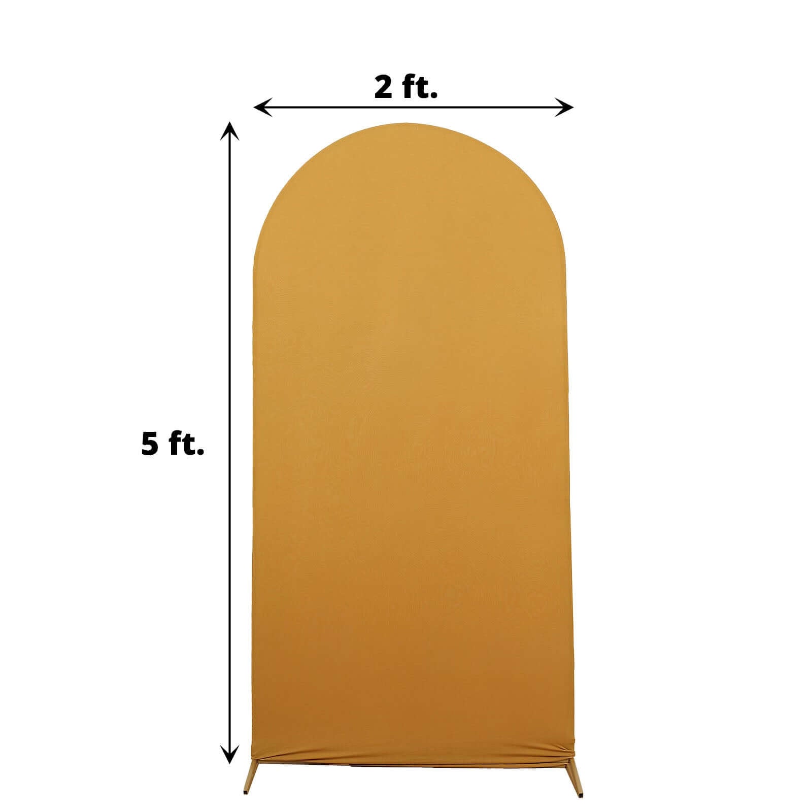 5ft Matte Gold Spandex Fitted Chiara Backdrop Stand Cover For Round Top Wedding Arch