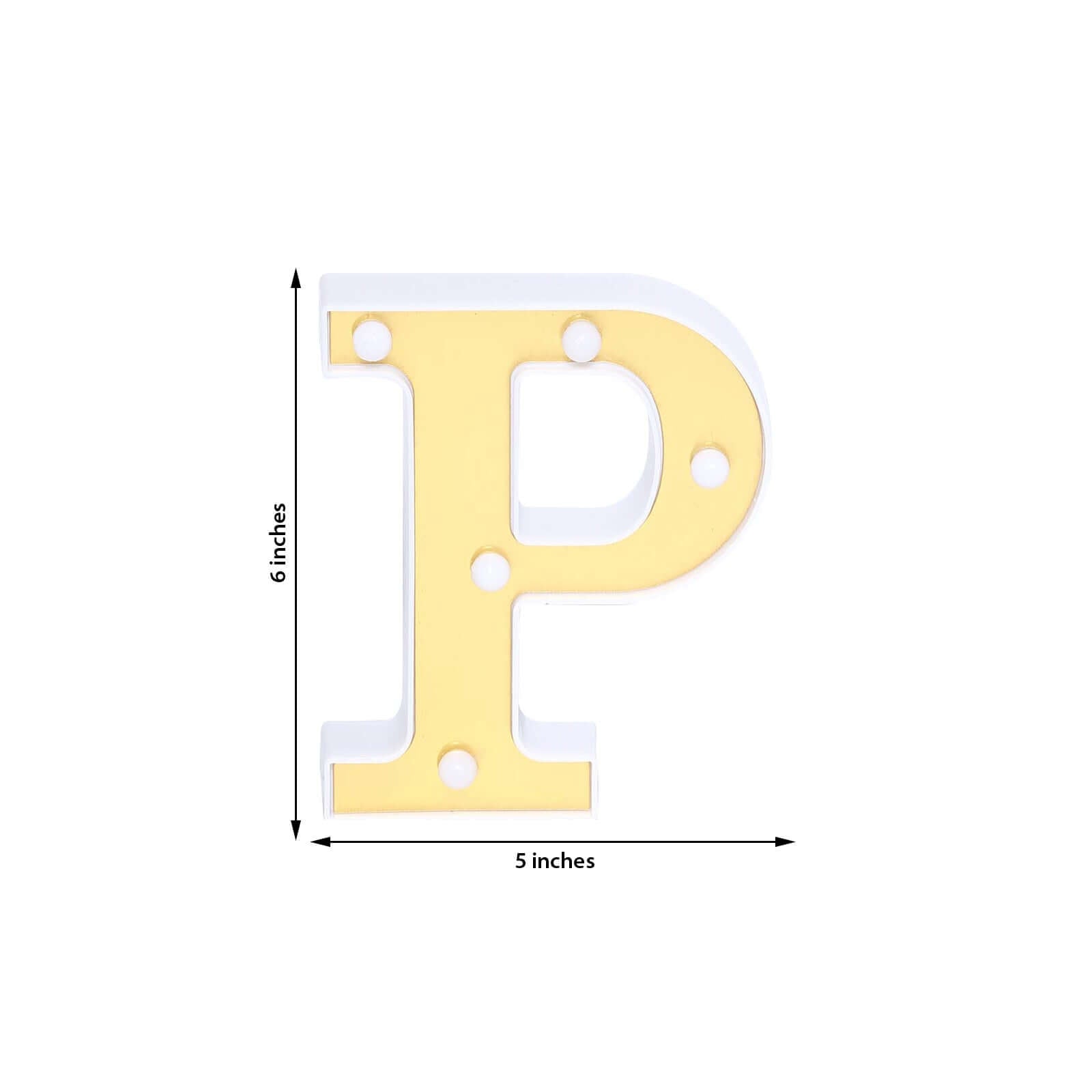 3D Marquee Letter P Warm White 5 LED Lights Gold - Chic Light-Up Decor for Events 6