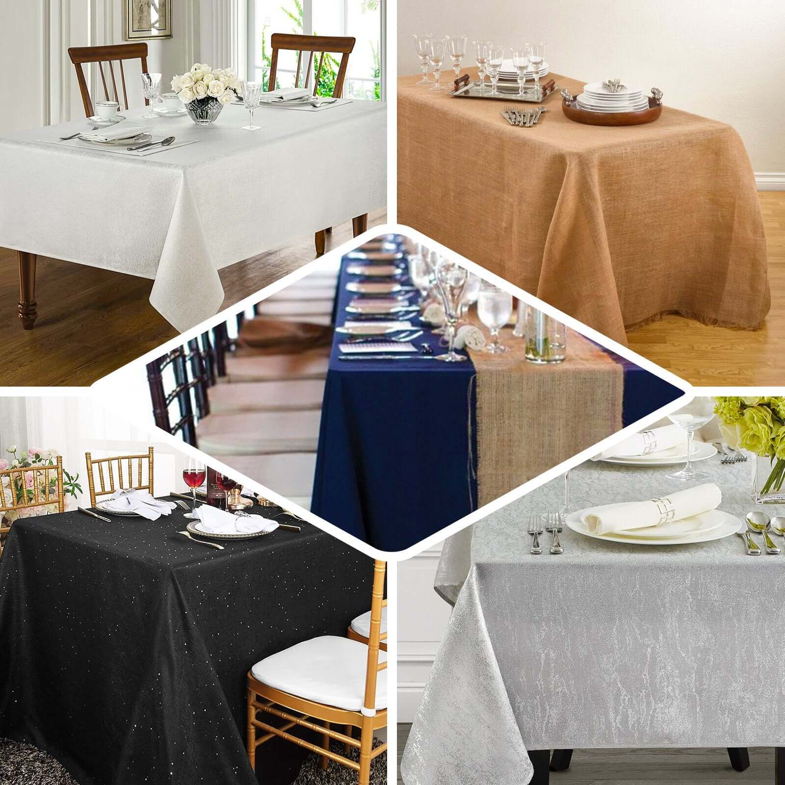 Faux Linen 90x156 Rectangular Tablecloth Taupe - Slubby Texture Wrinkle-Resistant Seamless Table Cover