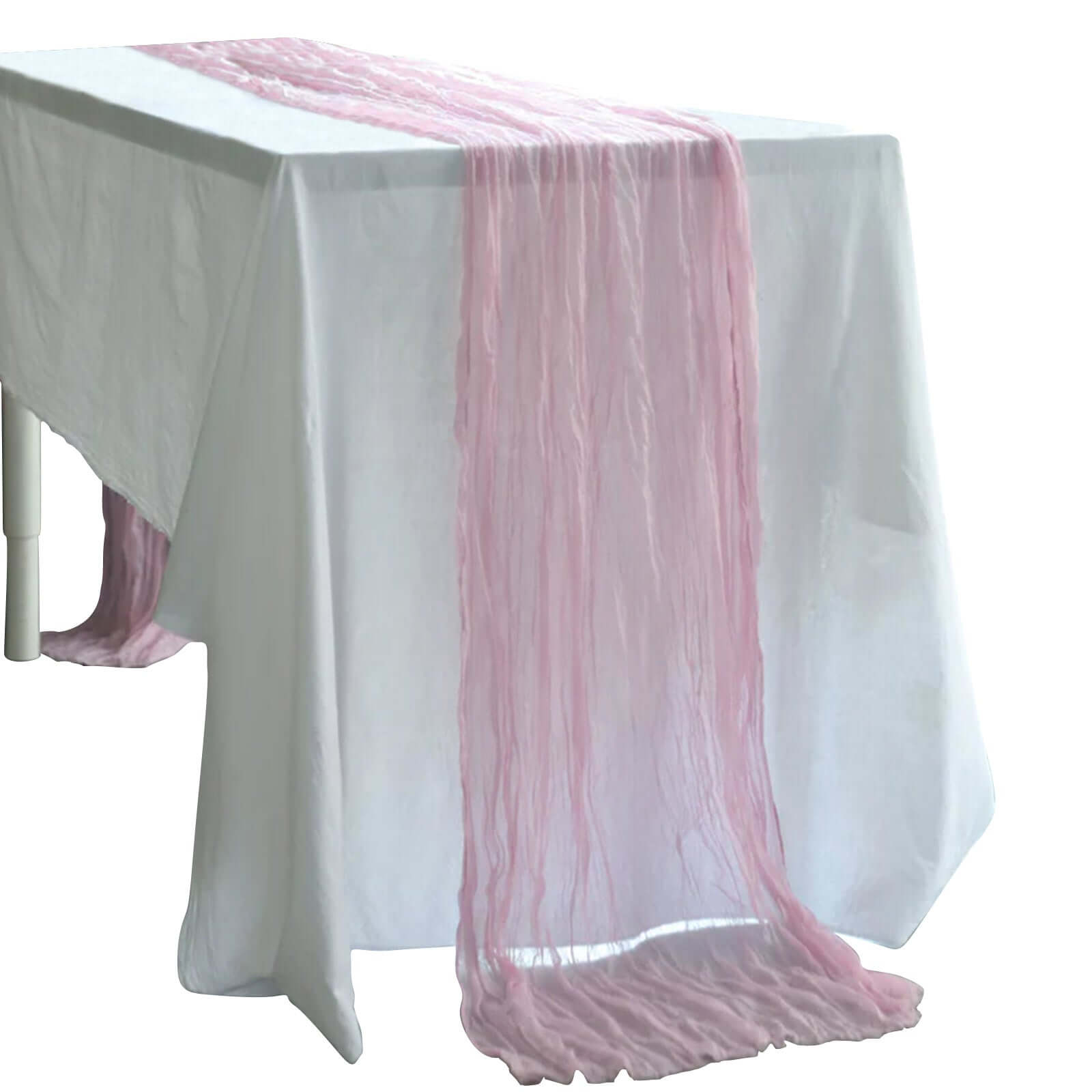 Gauze Cheesecloth 10ft Table Runner Pink - Rustic Boho Style