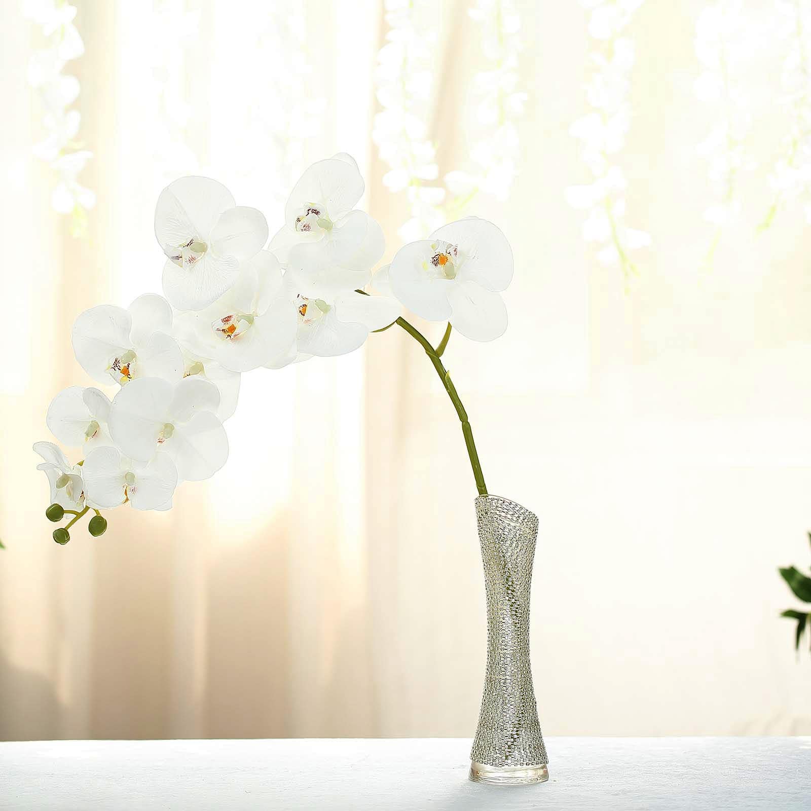 2 Stems 40 Tall White Artificial Silk Orchid Flower Bouquets