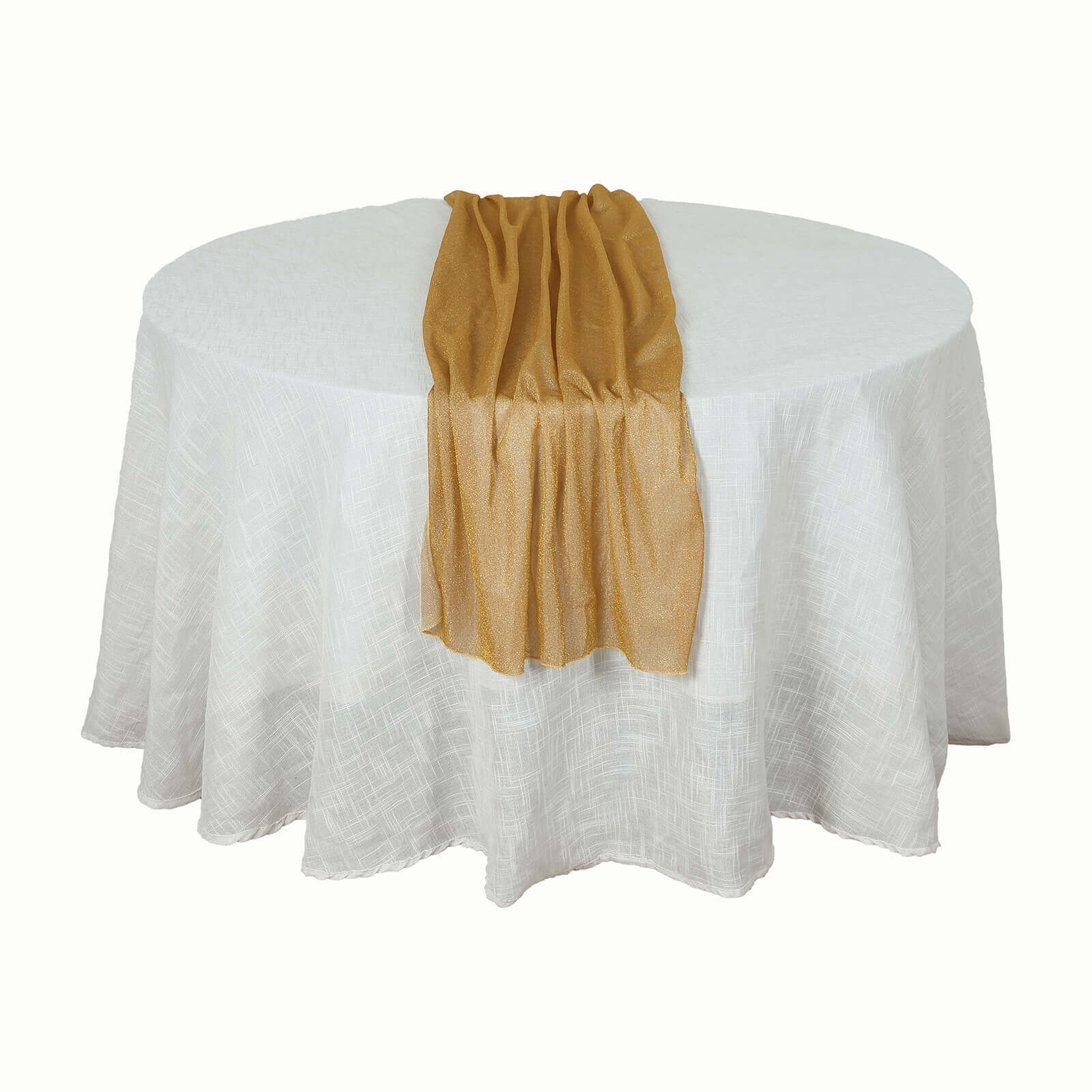 Glitter Gauze 27x120 Table Runner Gold - Sparkling Reusable Wrinkle-Free Sheer Table Linen for Events