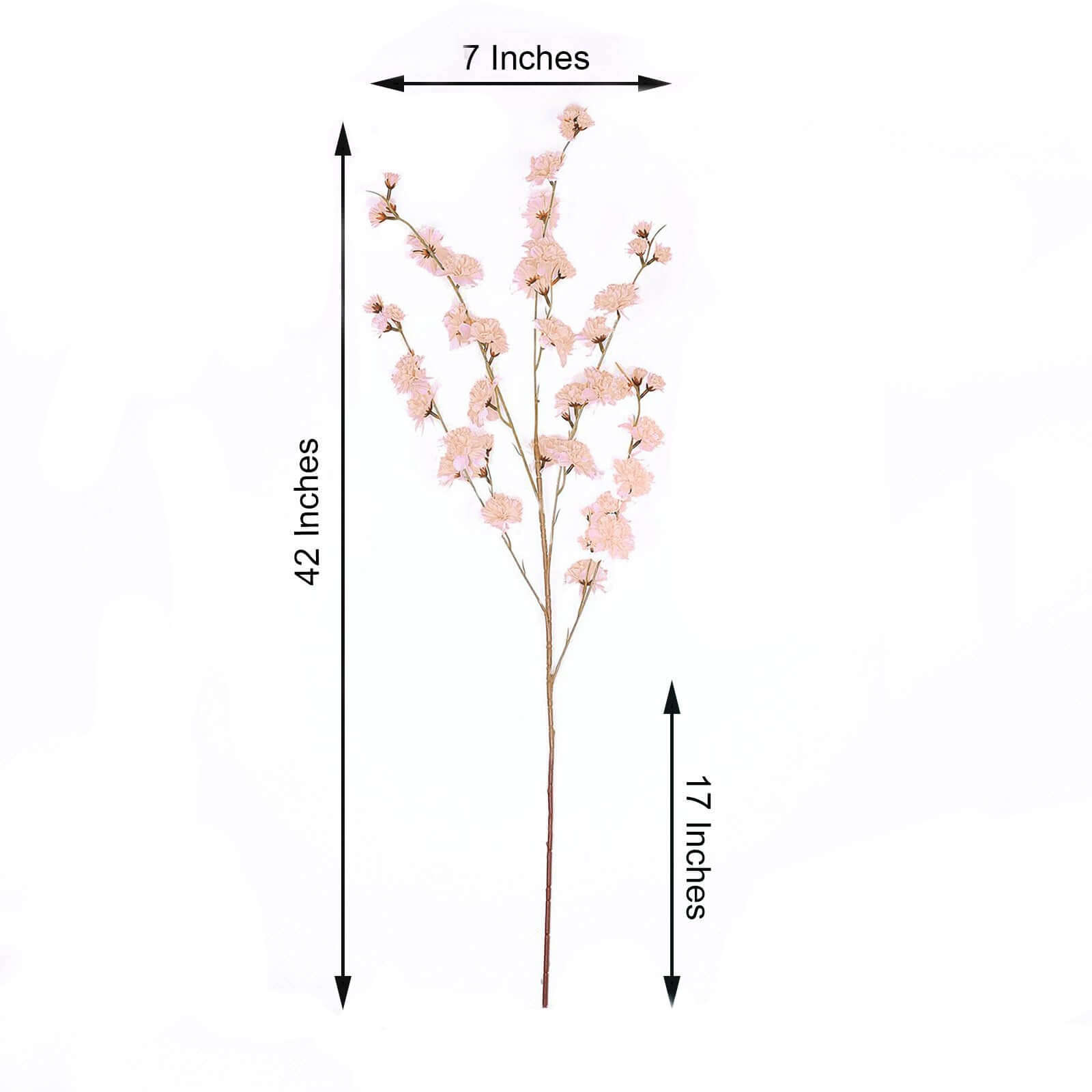 2 Branches 42 Tall Blush Artificial Silk Carnation Flower Stems