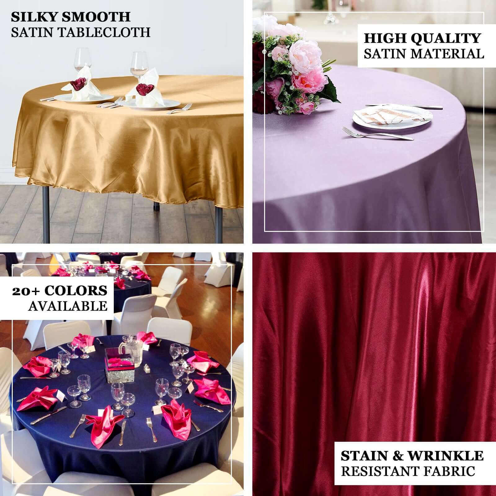 Satin 90 Round Tablecloth Dusty Rose - Smooth and Lustrous Table Cover