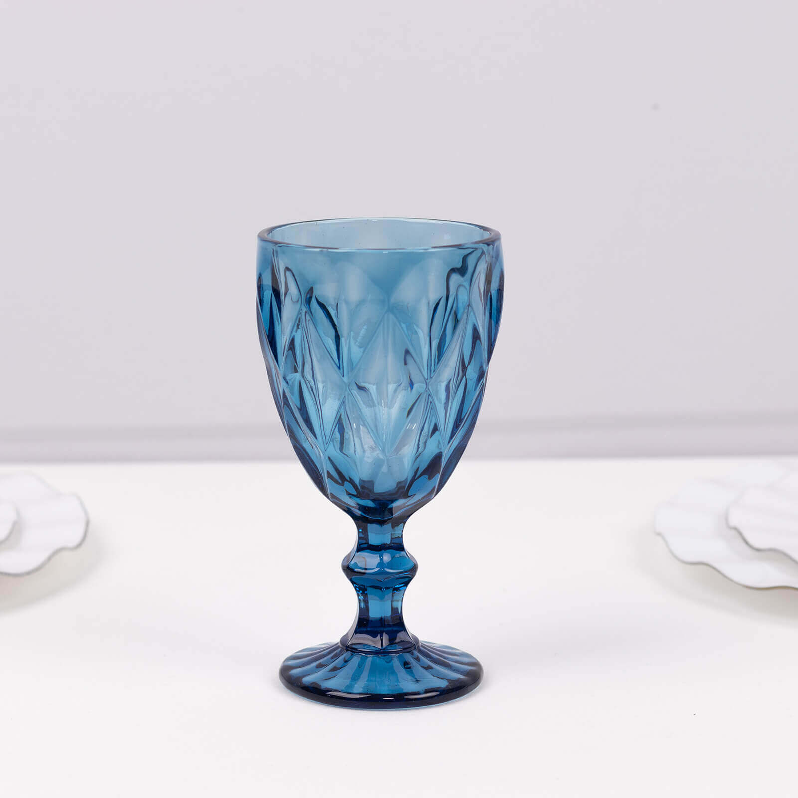 6-Pack Wine Glasses Ocean Blue Embossed Crystal Cut Design Stemmed - Colored Goblets for Parties & Events 12oz 7