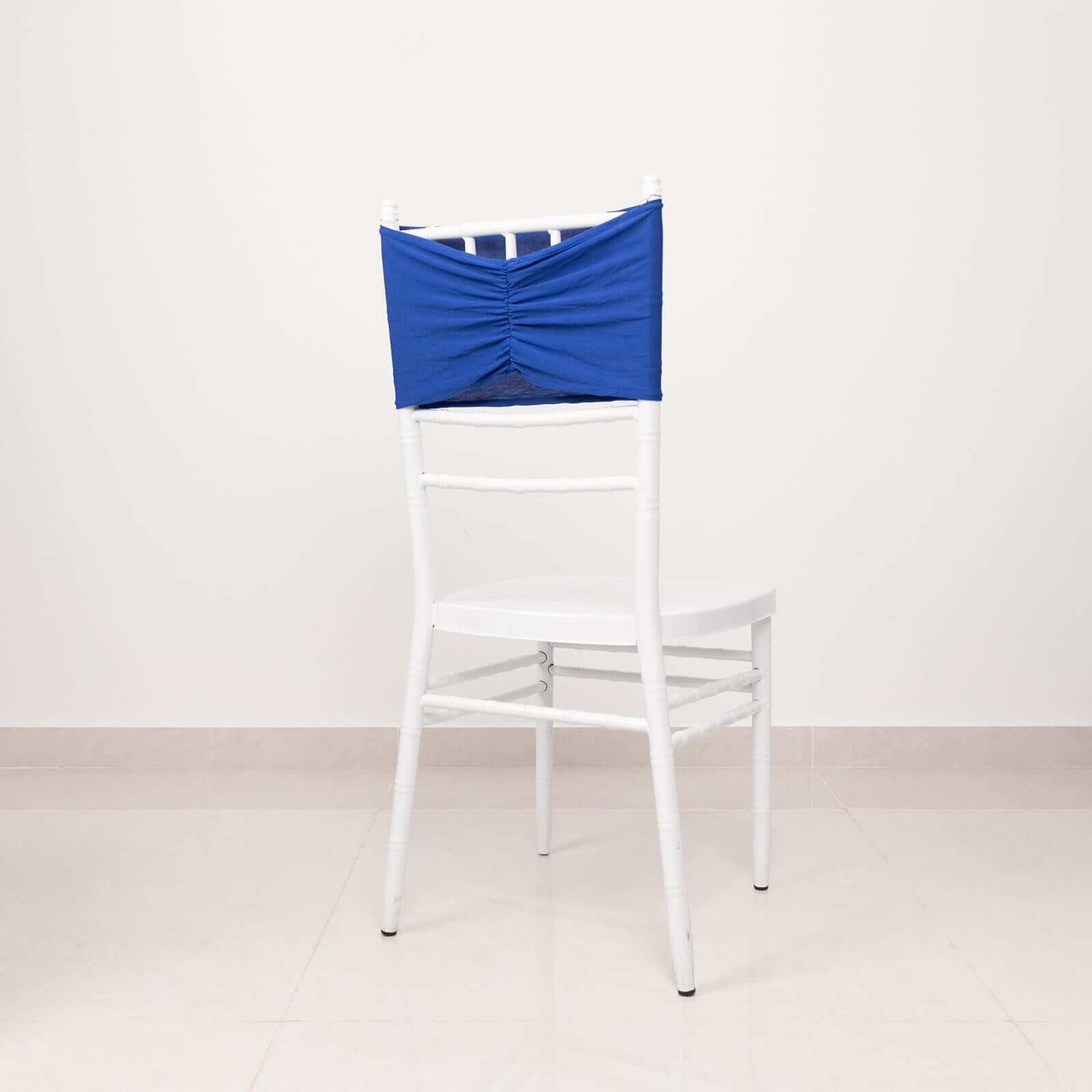 5 Pack Spandex Chair Sashes Royal Blue Ruffled Style - Wide Easy to Use Stretch Chair Bands 8x13