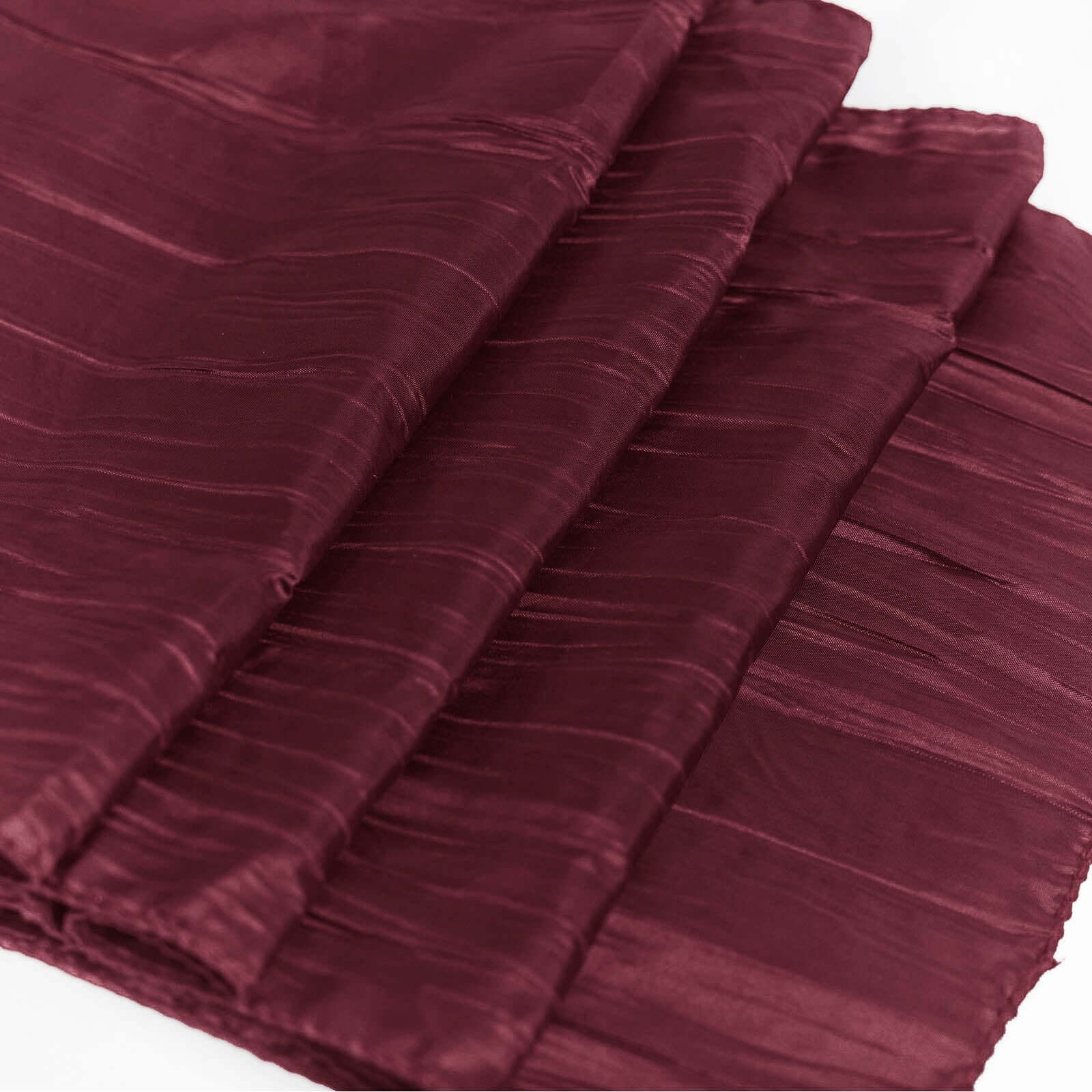 Taffeta 12x108 Table Runner Burgundy - Accordion Crinkle Design