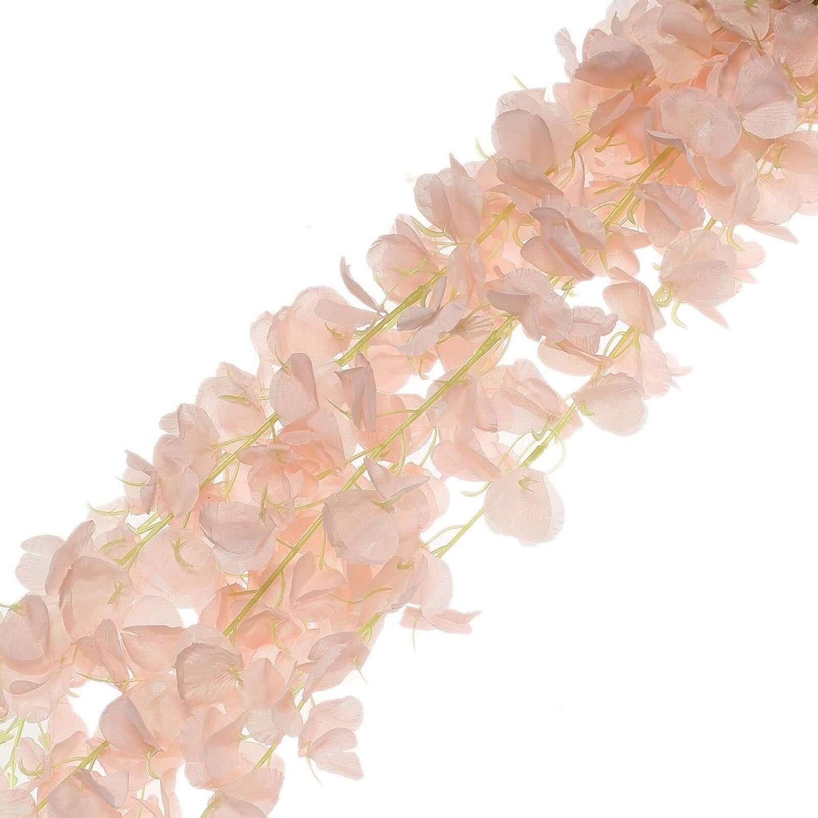 42 Silk Hanging Wisteria Flower Garland Vines in Blush, Elaborated 5 Full Strands in 1 Bush