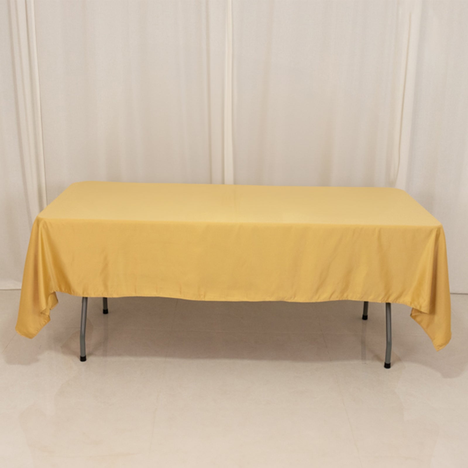 Lamour Satin 60x102 Rectangle Tablecloth Champagne - Durable & Silky Soft Feel Table Cover