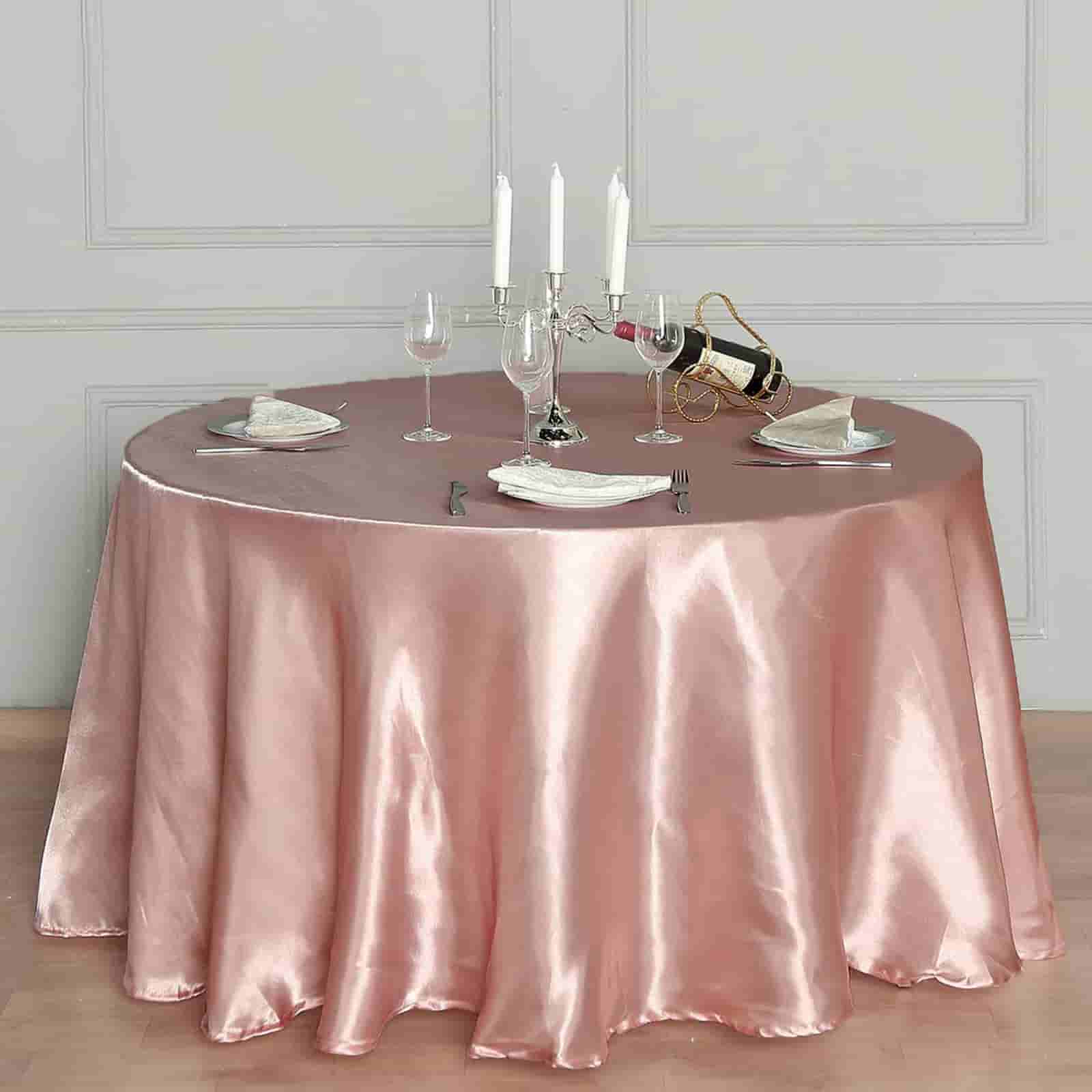 Satin 120 Round Tablecloth Dusty Rose - Stylish Seamless Table Cover