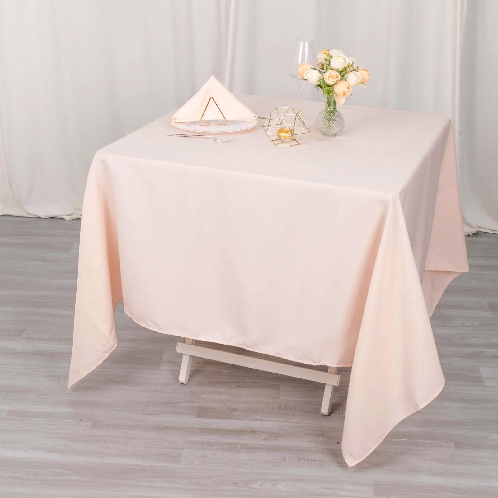 Premium Polyester Square Tablecloth 70x70 Blush 220GSM Wrinkle-Resistant Table Cover