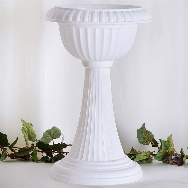 4 Pack White Italian Inspired Pedestal Stand Flower Plant Pillar - 22 Tall PVC