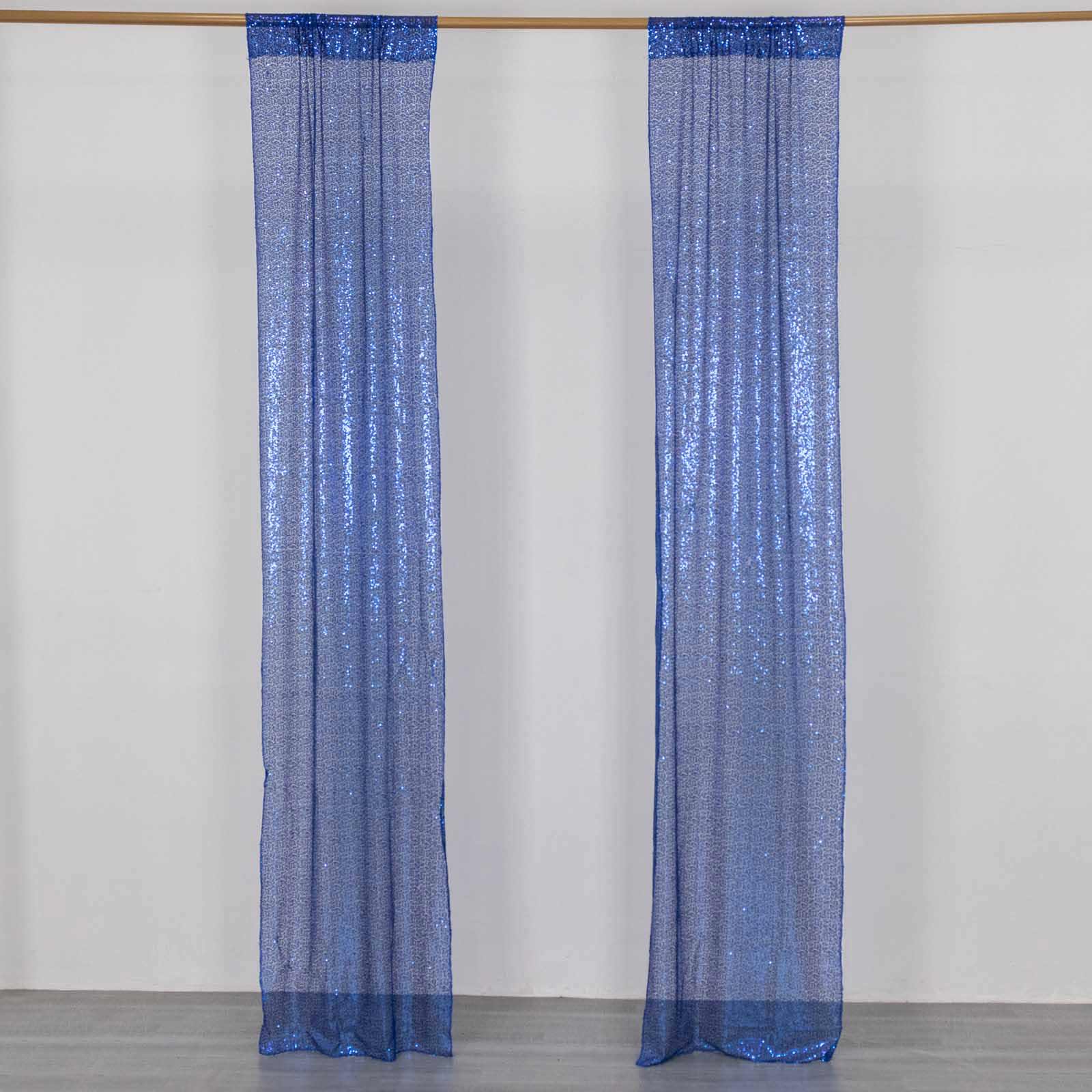 2 Pack Royal Blue Sequin Event Curtain Drapes with Rod Pockets, Seamless Backdrop Event Panels - 8ftx2ft