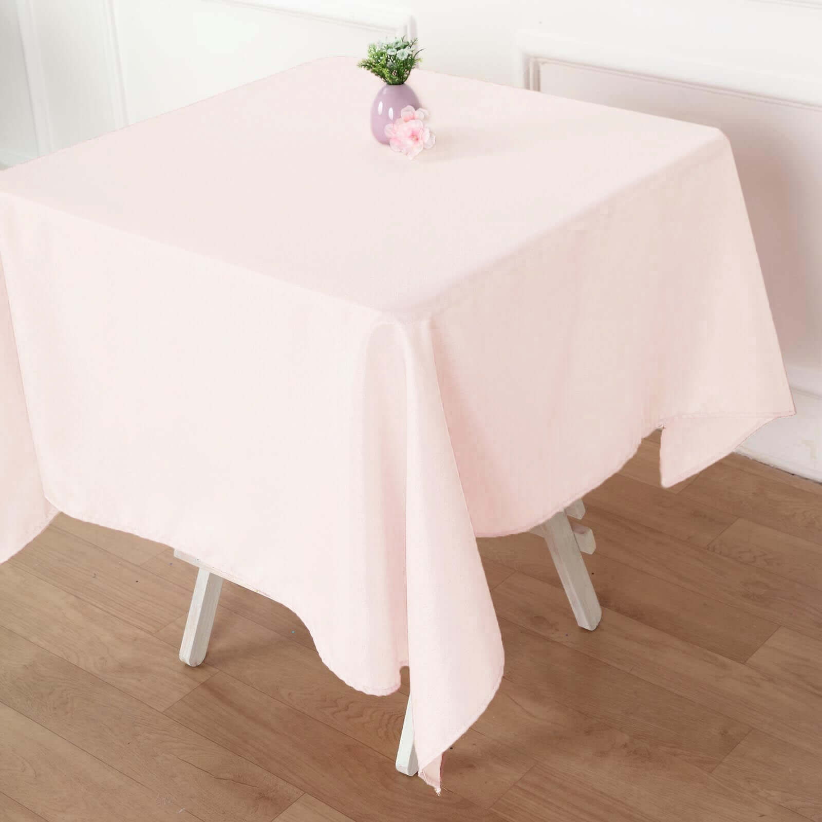 Polyester 54x54 Table Overlay Square Tablecloth Blush - Wrinkle-Resistant & Durable Table Cover